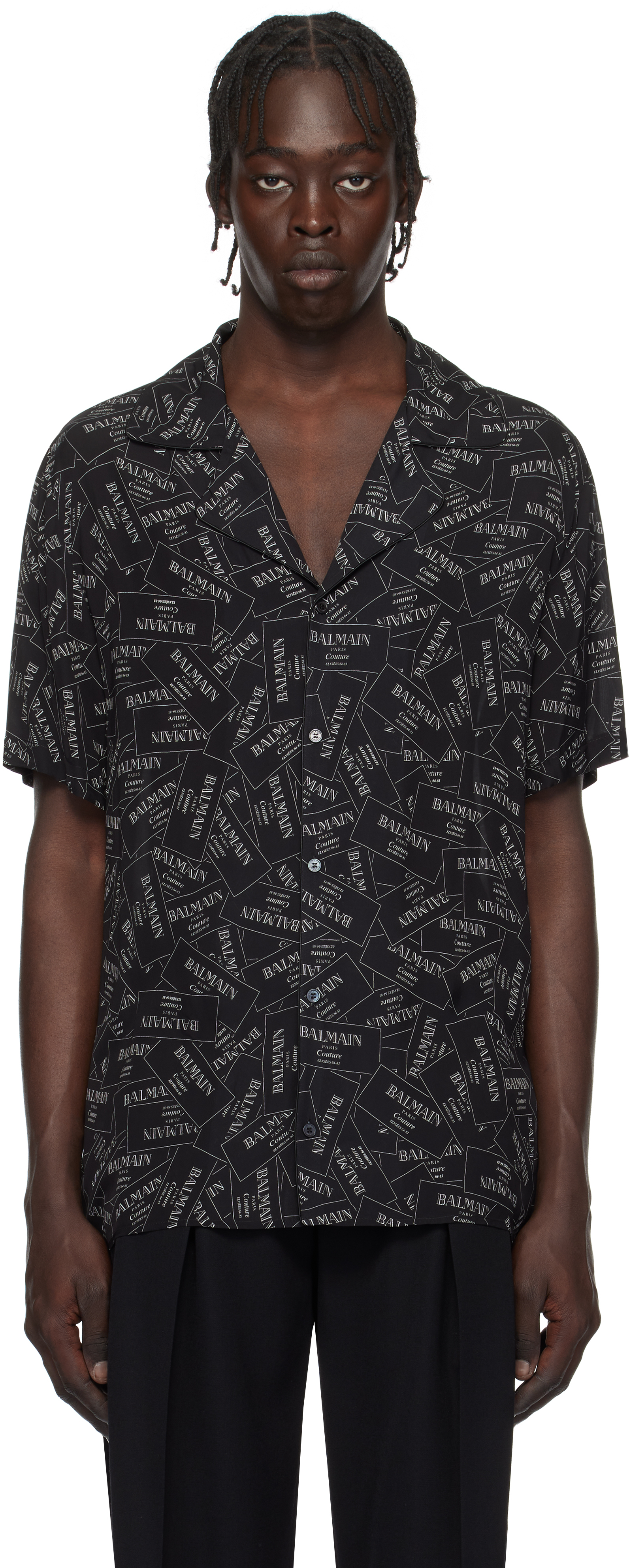 Black All-Over 'Balmain' Label Print Shirt