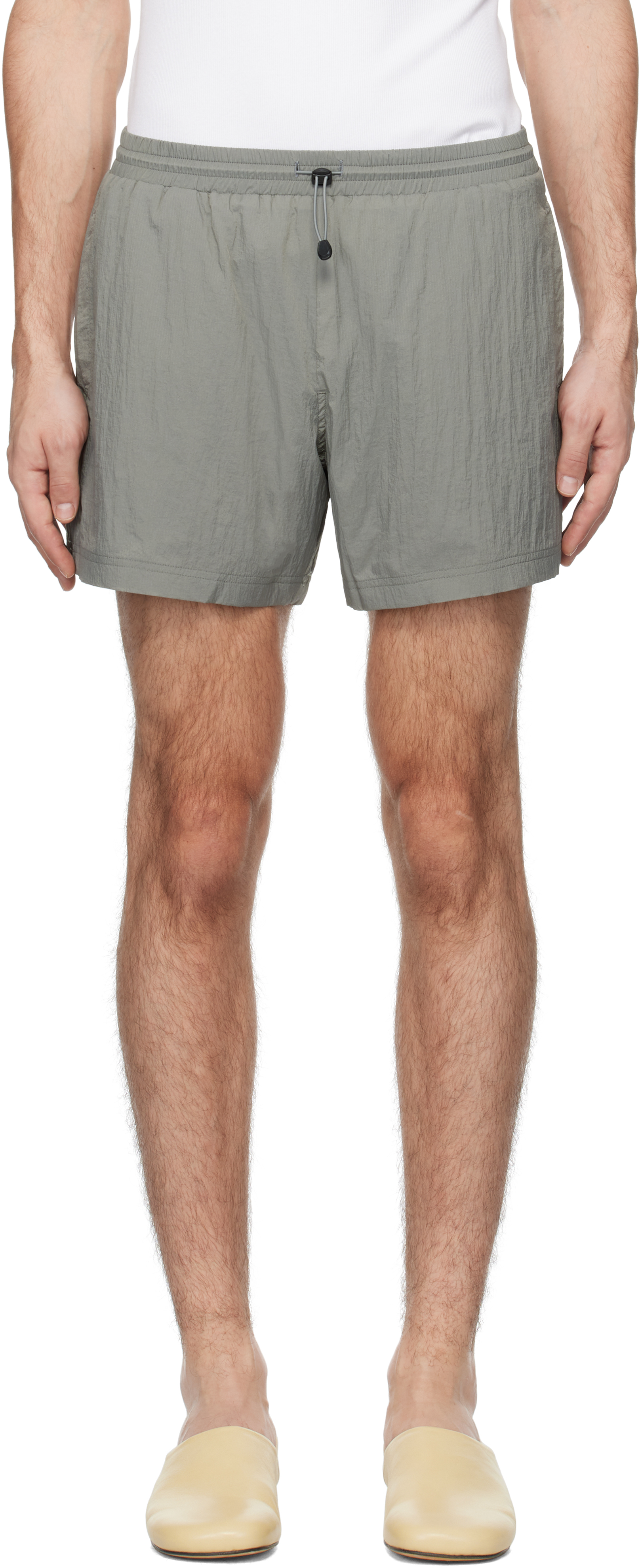 Gray Drawstring Tech Shorts