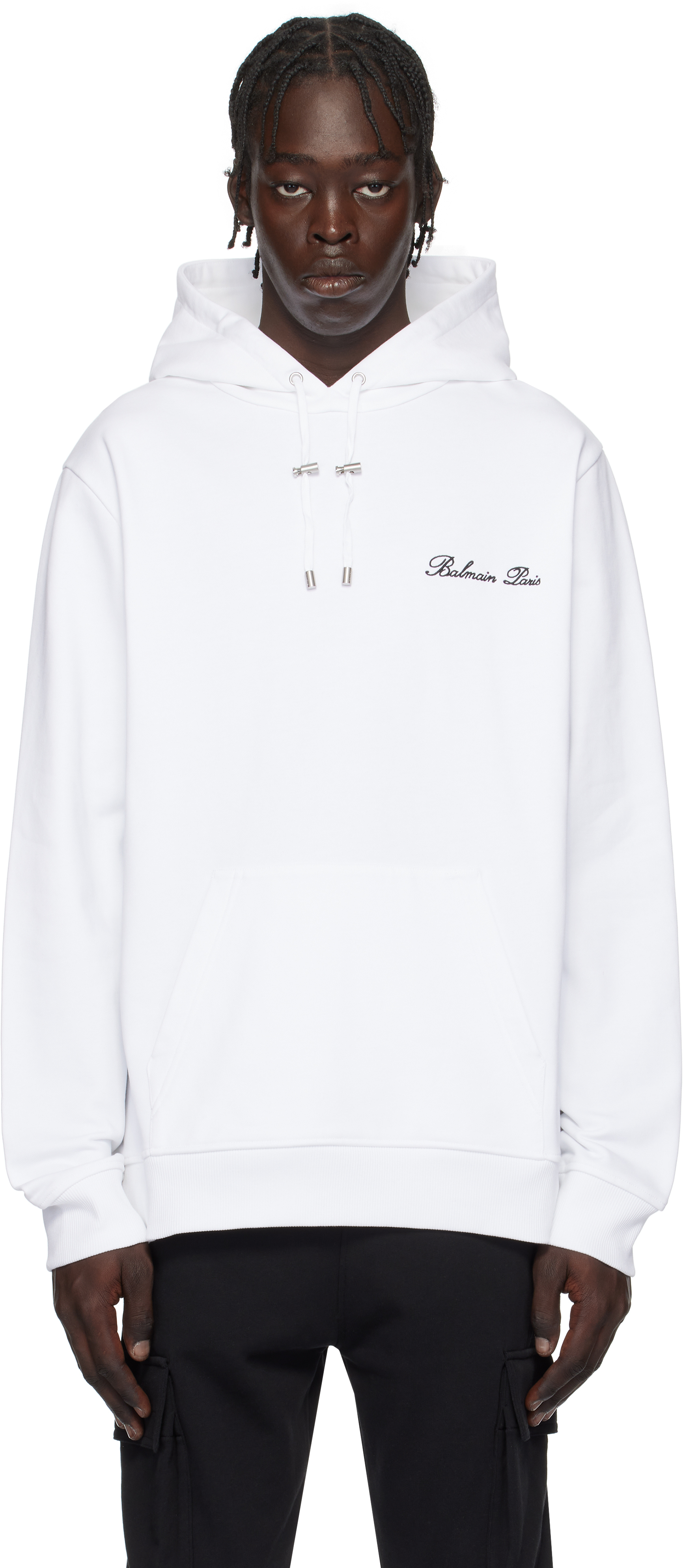 Balmain White Balmain Signature Hoodie