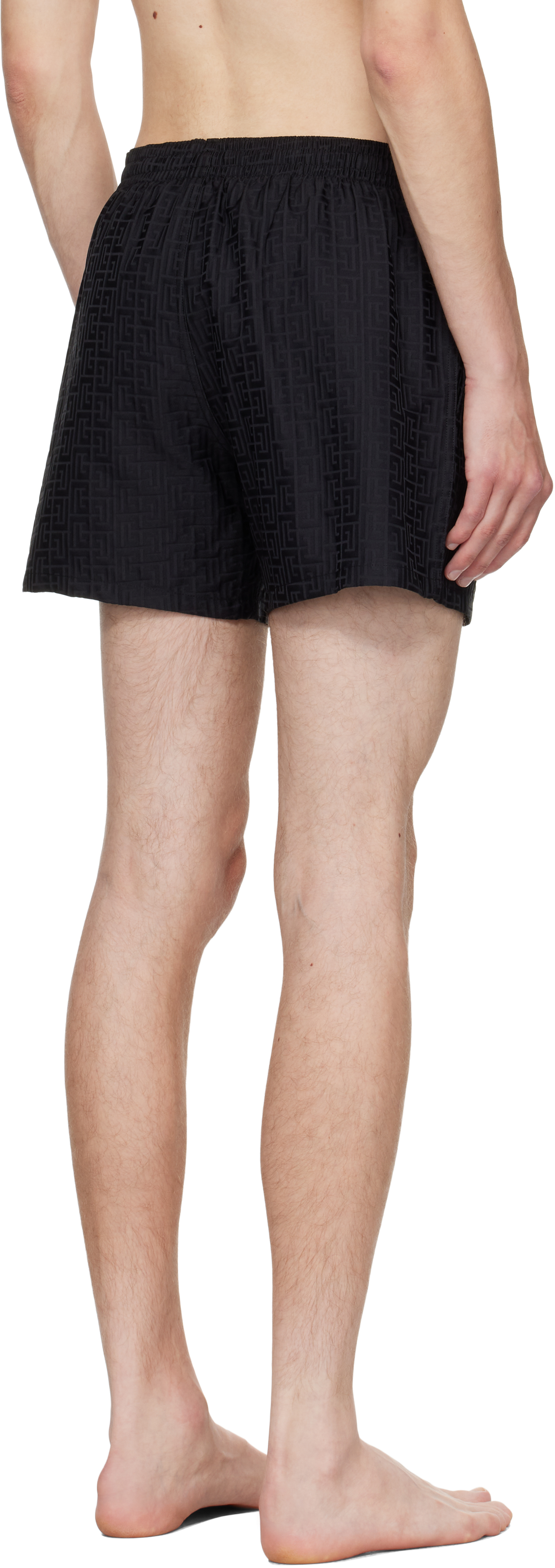 Balmain Logo Jacquard Swim Shorts In Black