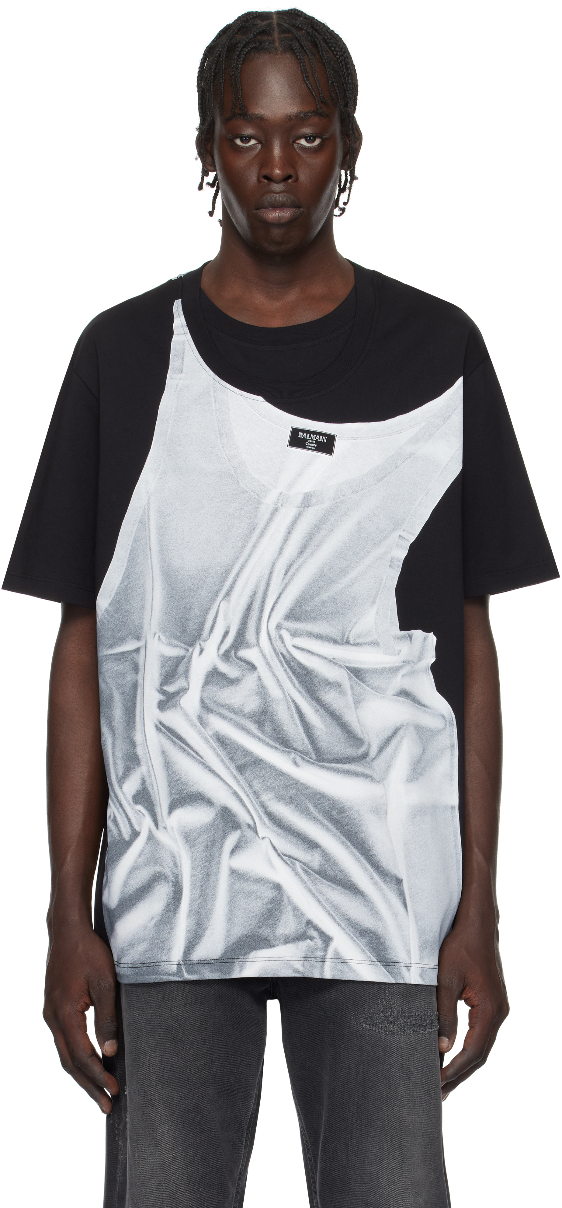 【関税込み】Balmain ブラック Tank Top プリントTシャツ Balmainのブラック Tank Top プリントTシャツがセール中