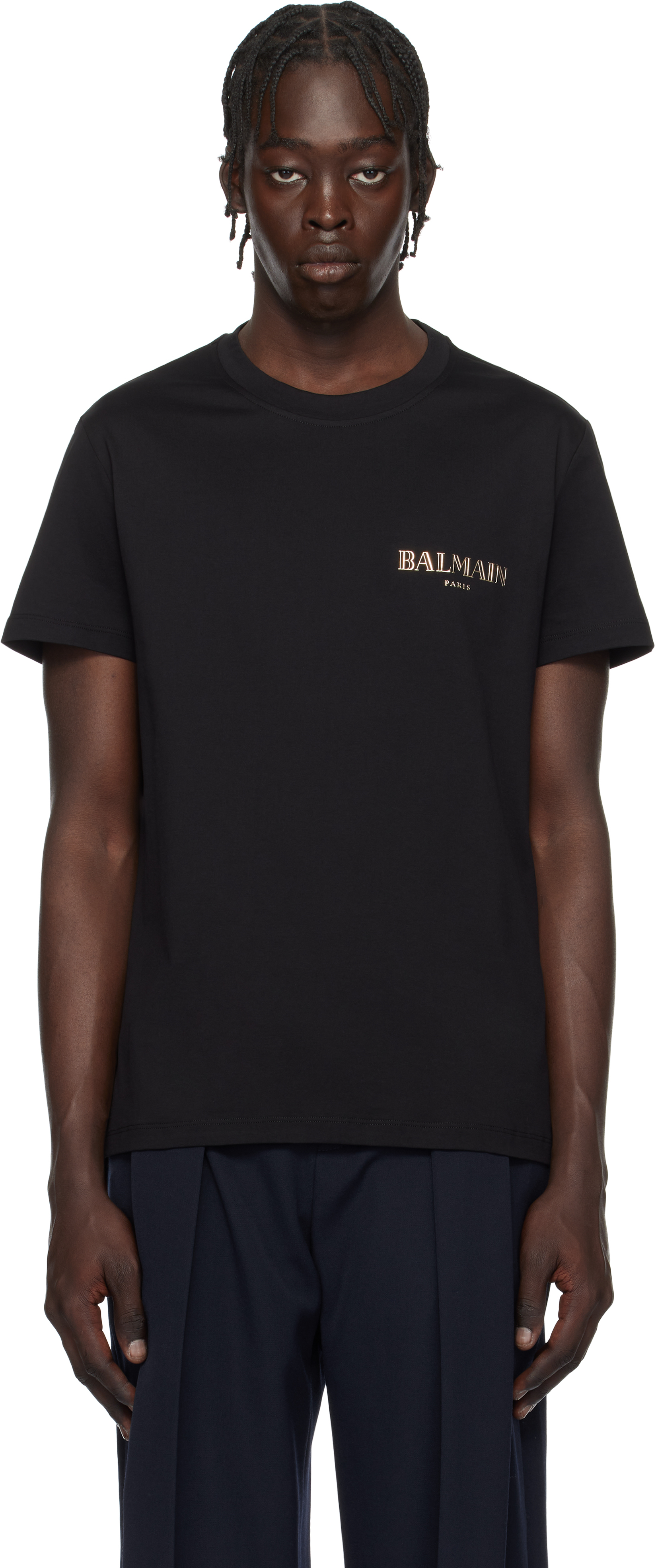 White Vintage Gel 'Balmain' Logo T-shirt