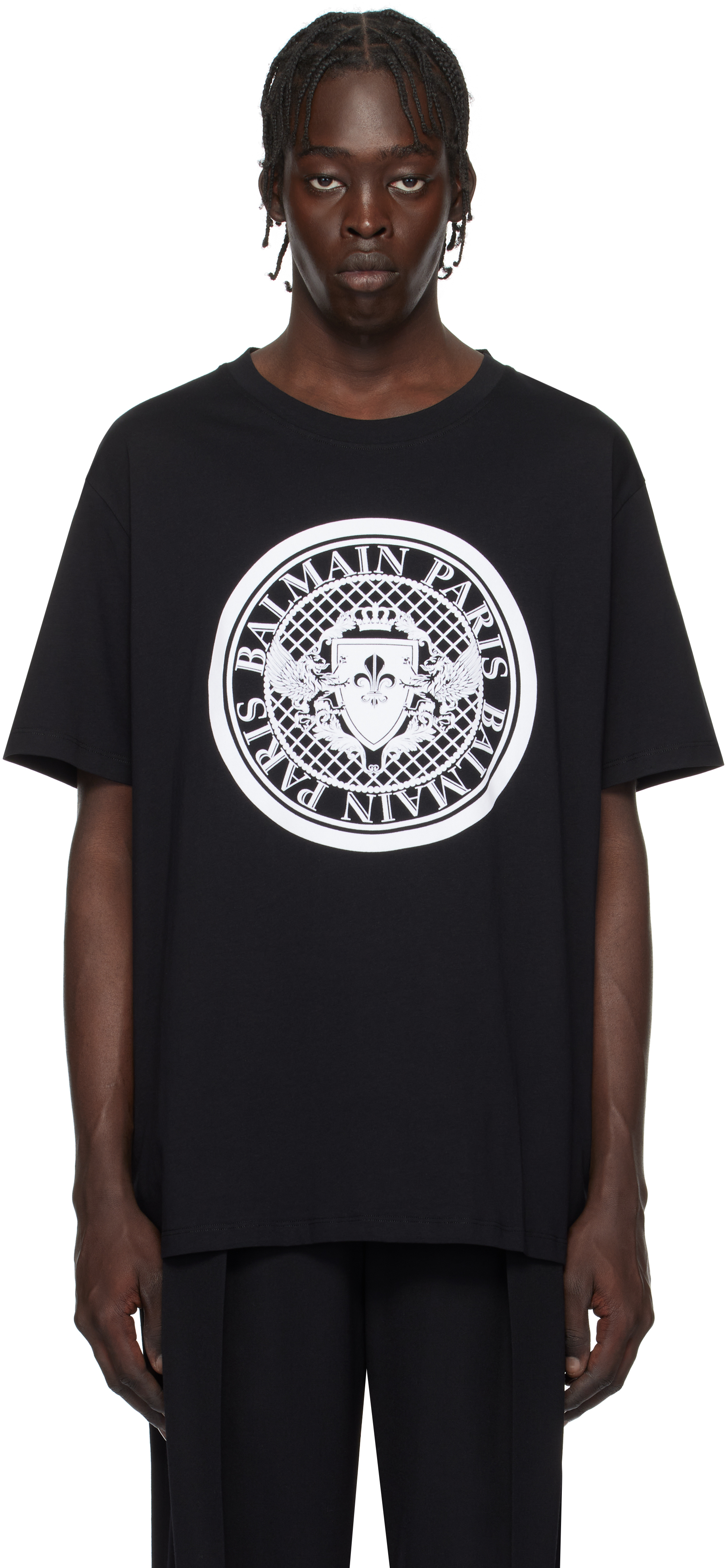 Black 'Balmain Coin' T-shirt