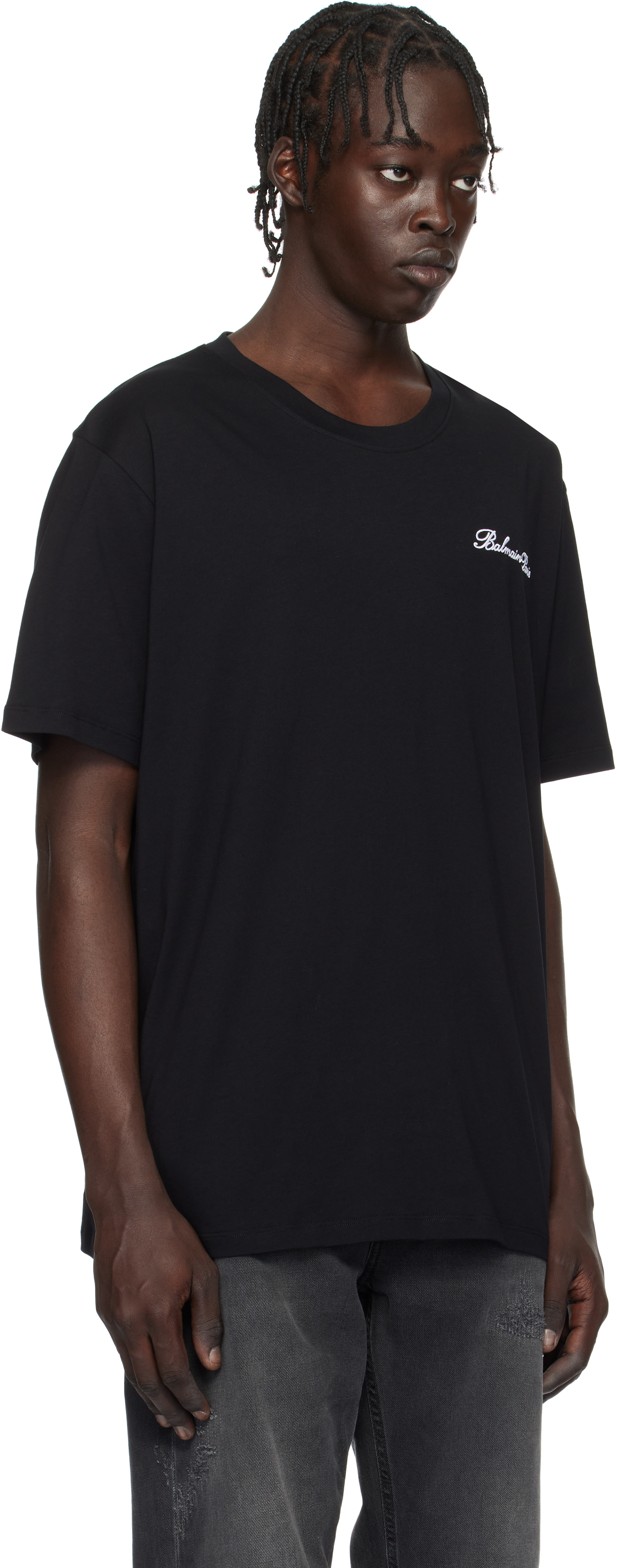 Balmain Black Cotton T-shirt