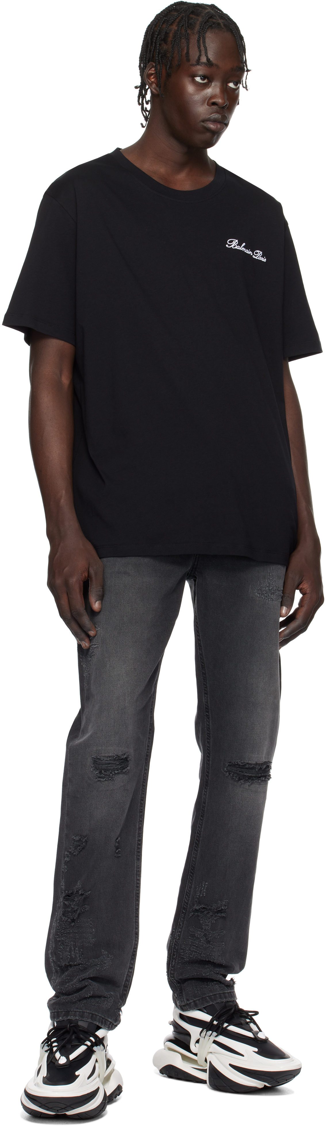 Balmain Black Cotton T-shirt
