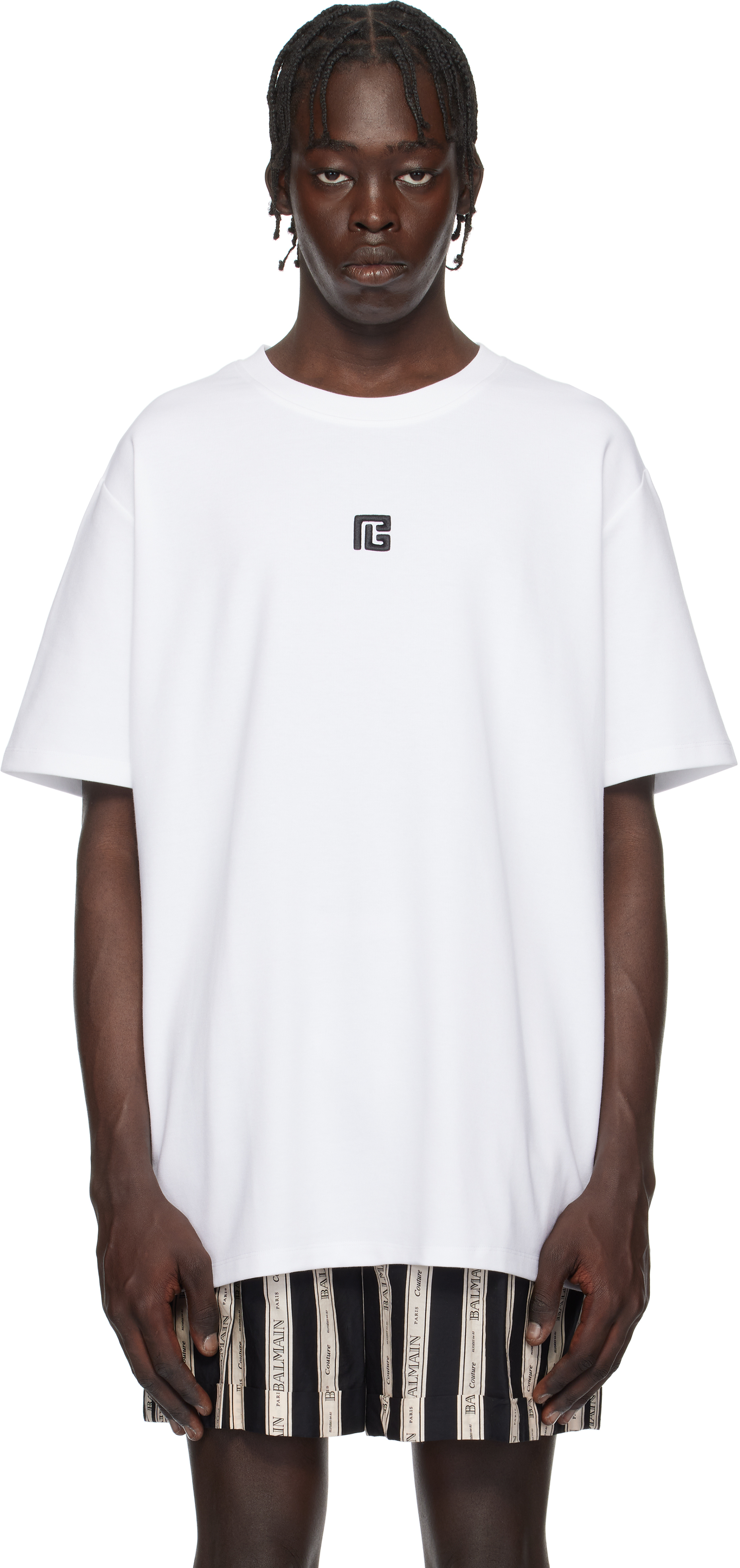 【関税込み】Balmain ホワイト PB Embroidered Tシャツ Balmainのホワイト PB Embroidered Tシャツがセール中