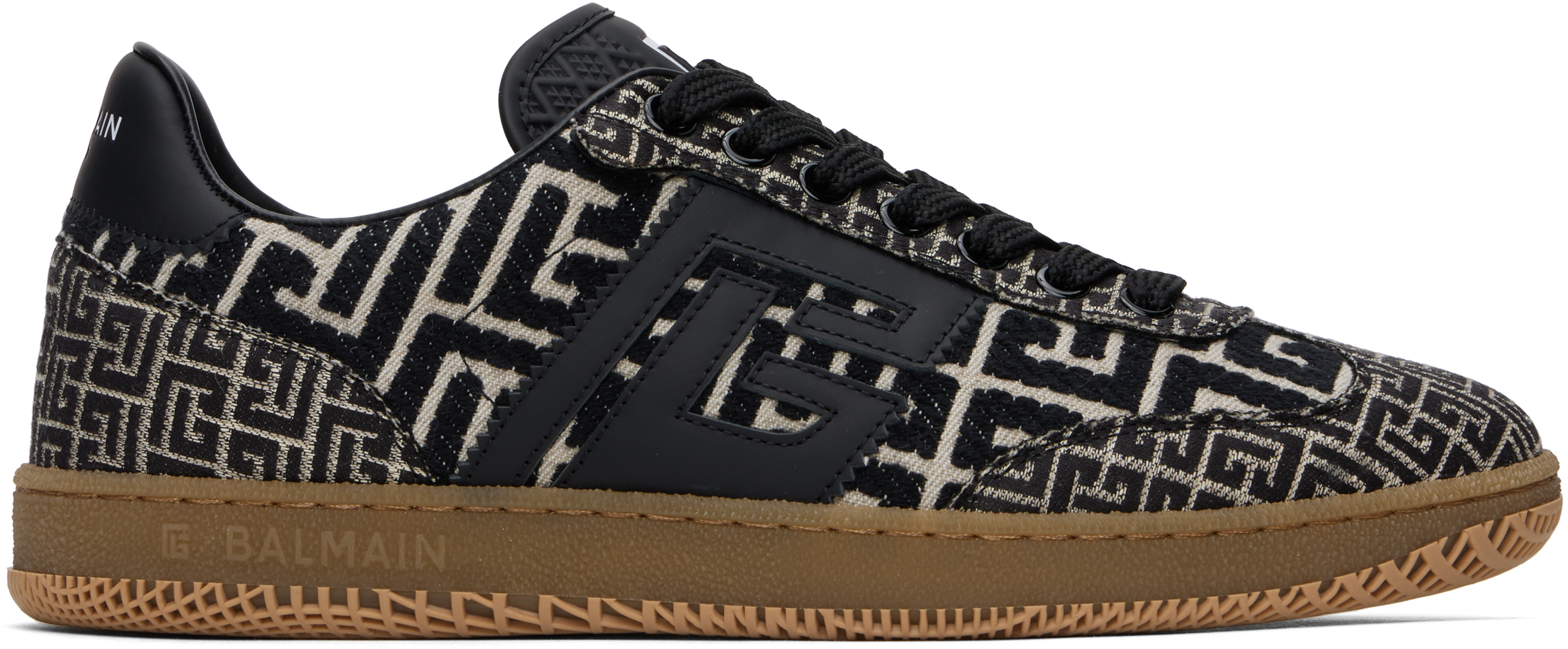Black & Beige Swan 'PB' Labyrinth Jacquard Sneakers