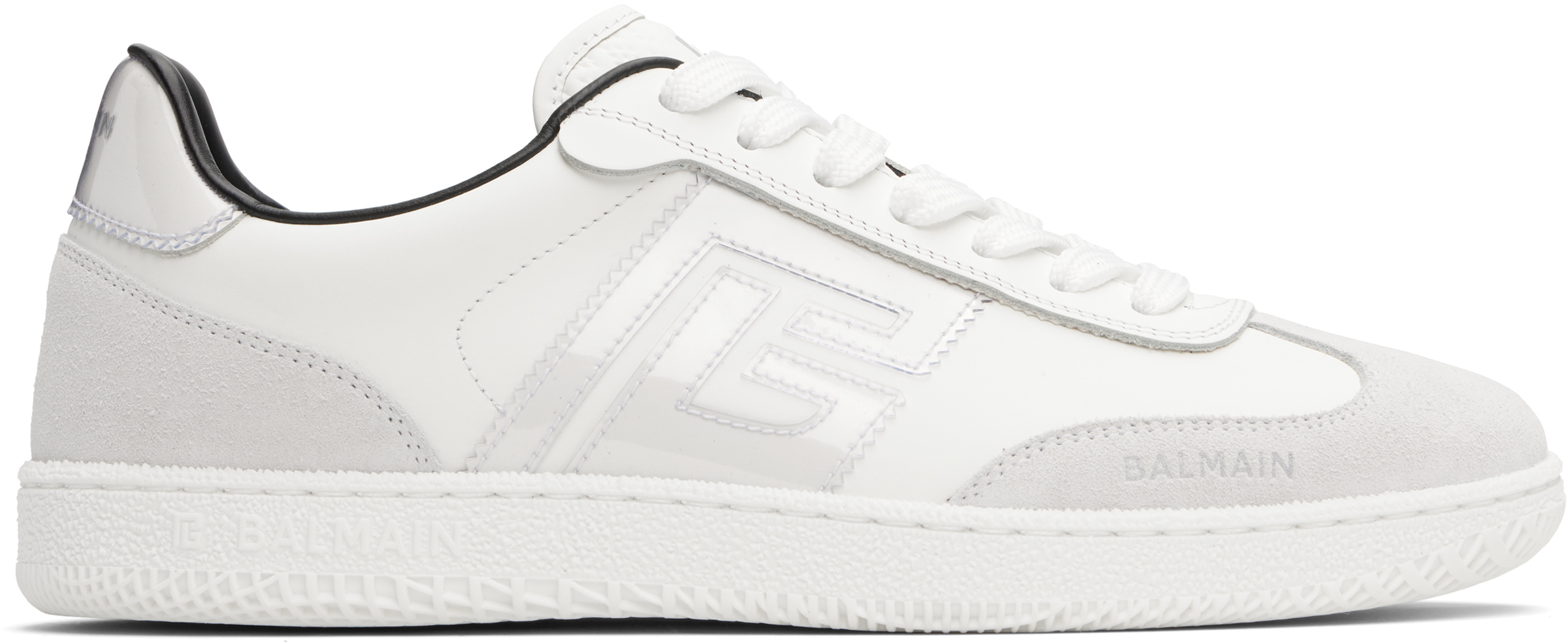 Gray & White Suede 'Balmain' Swan Sneakers