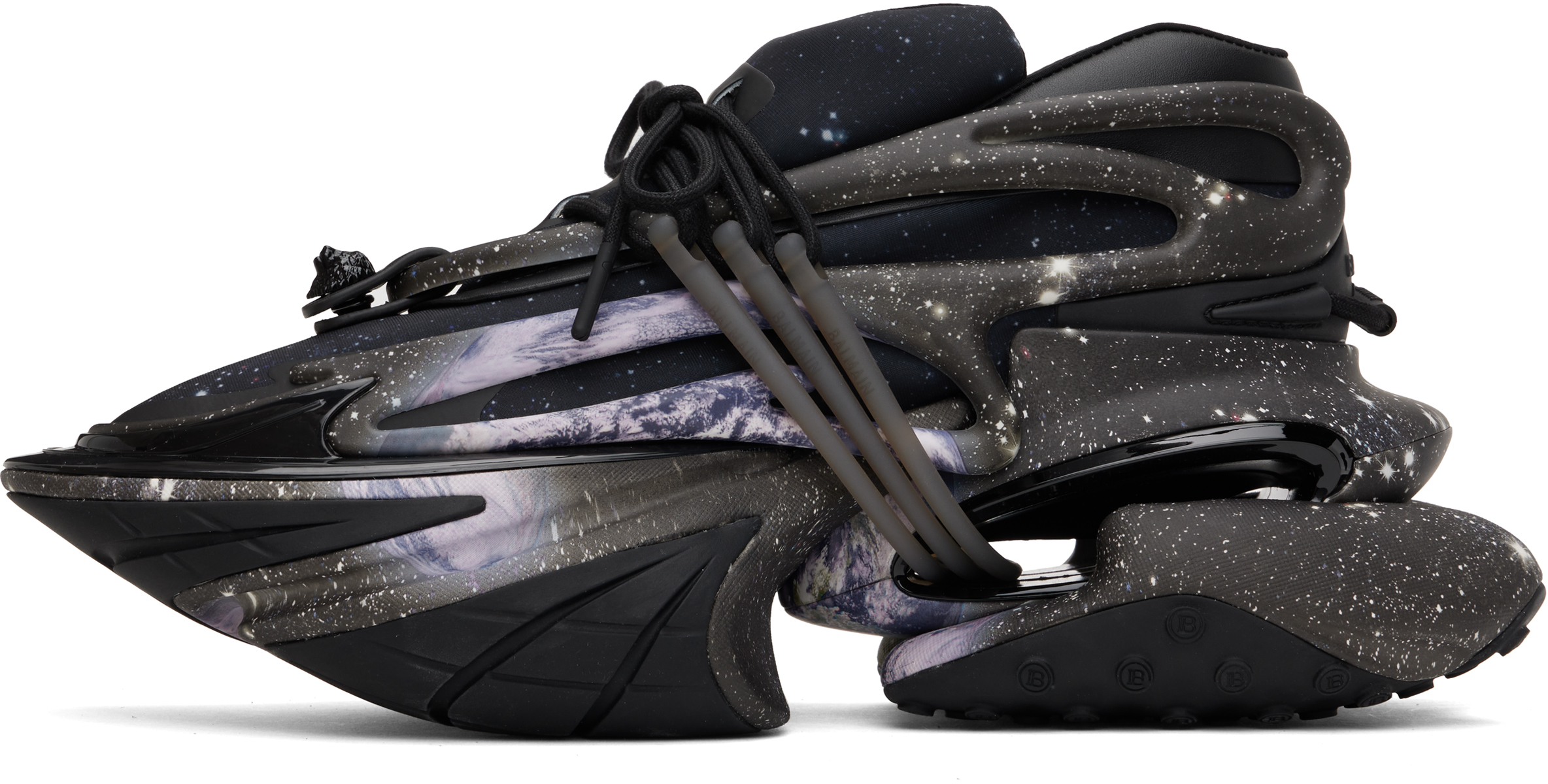 Balmain Unicorn Low Trainers With Earth And Stars Print In Abc Multico/noir