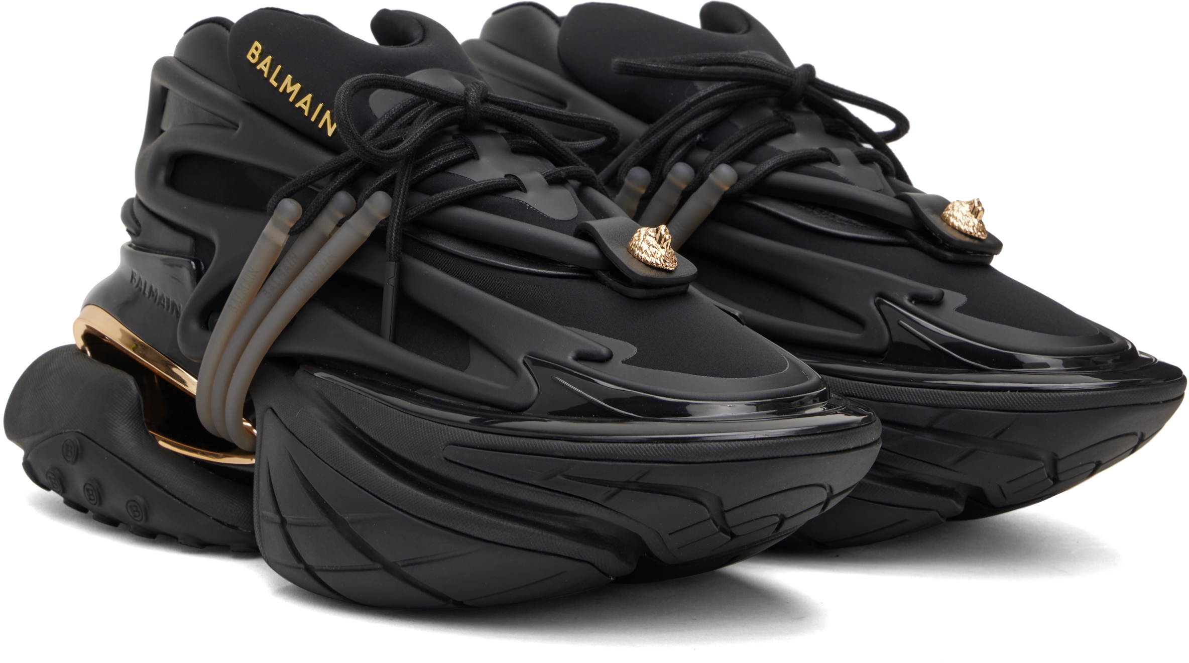 Balmain Neoprene And Leather Low-top Unicorn Sneakers In Black