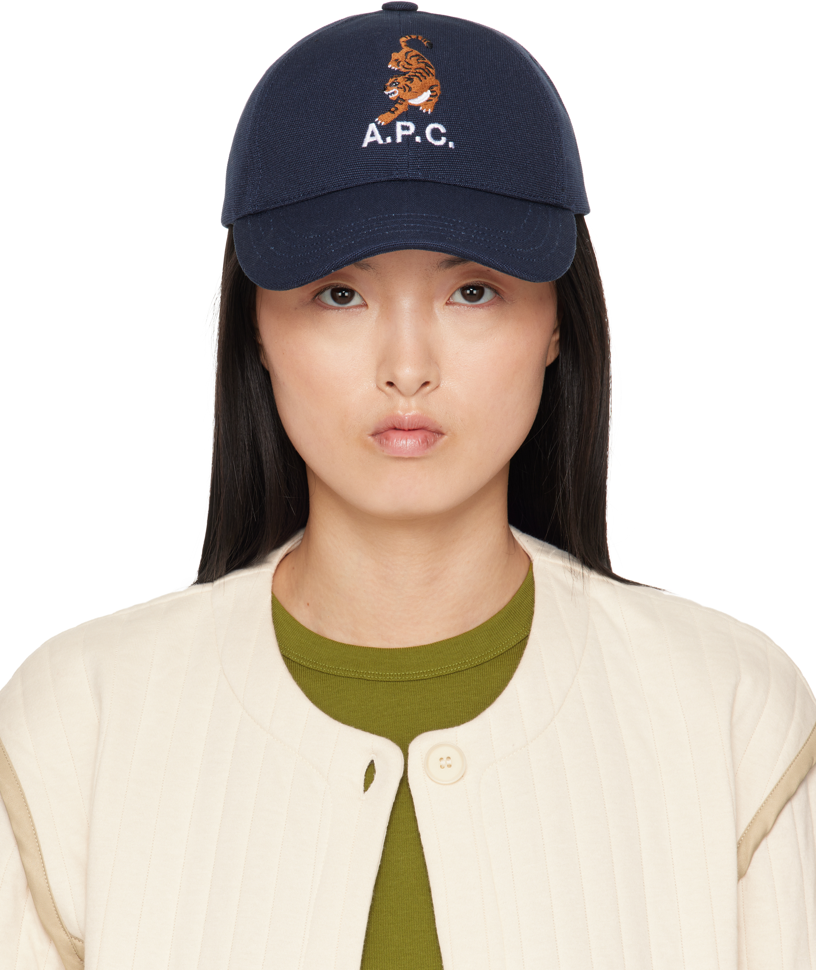 【関税込み】A.P.C. ネイビー Charlie Tigre キャップ Navy Charlie Tigre Cap by A.P.C. on Sale