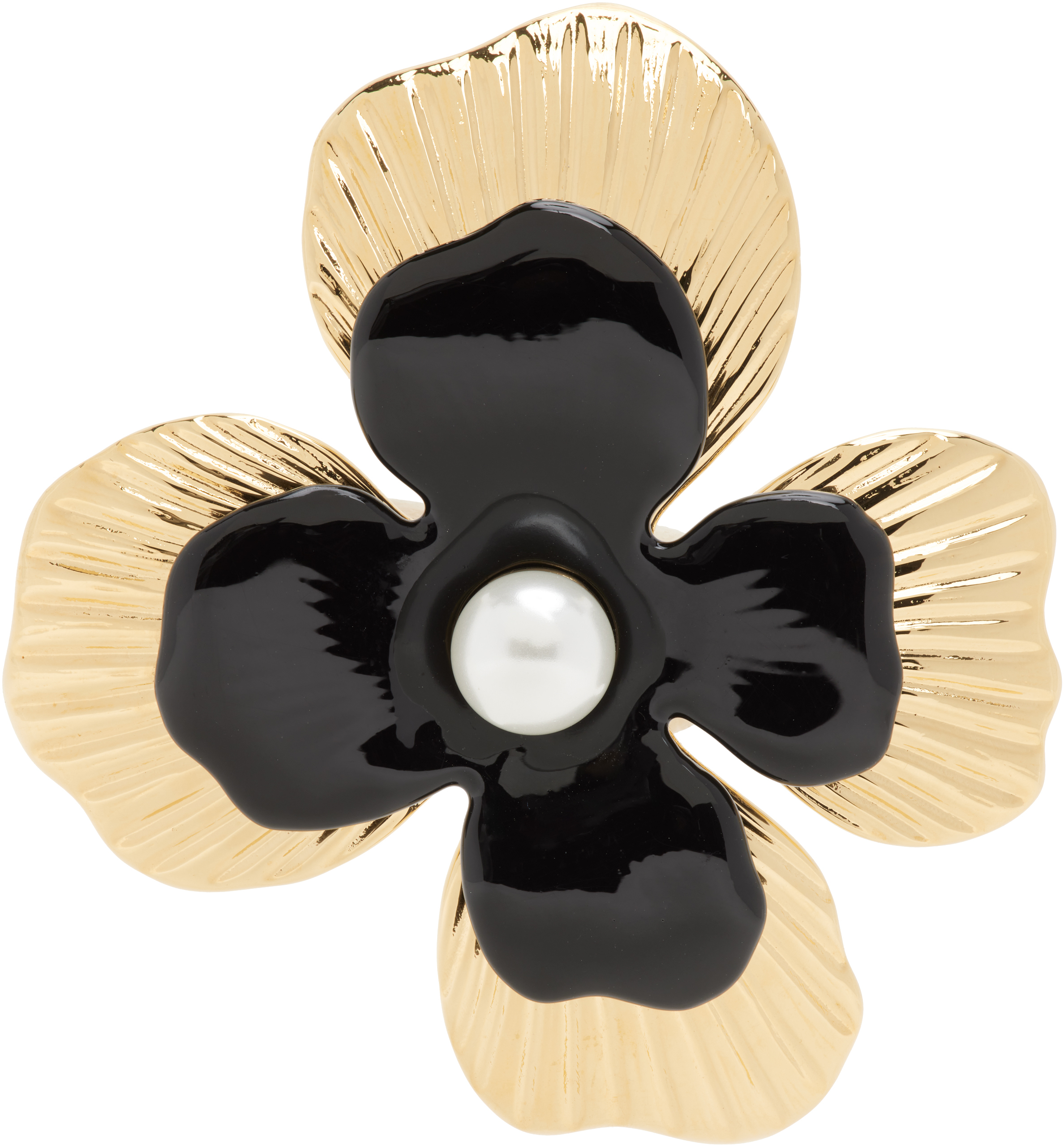 A. P.C. Gold & Black Fleur Brooch