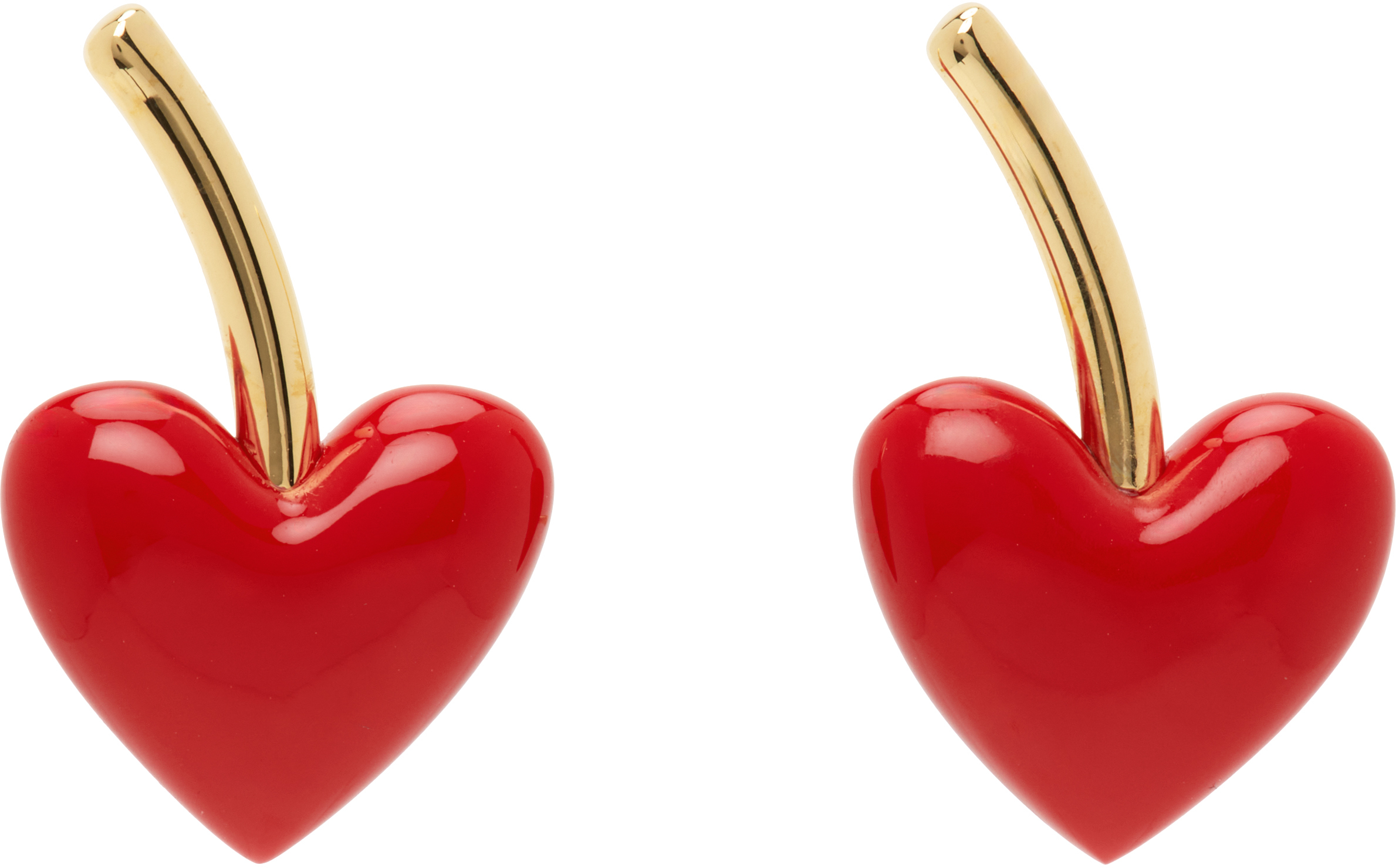 A. P.C. Gold & Red Cerise Earrings