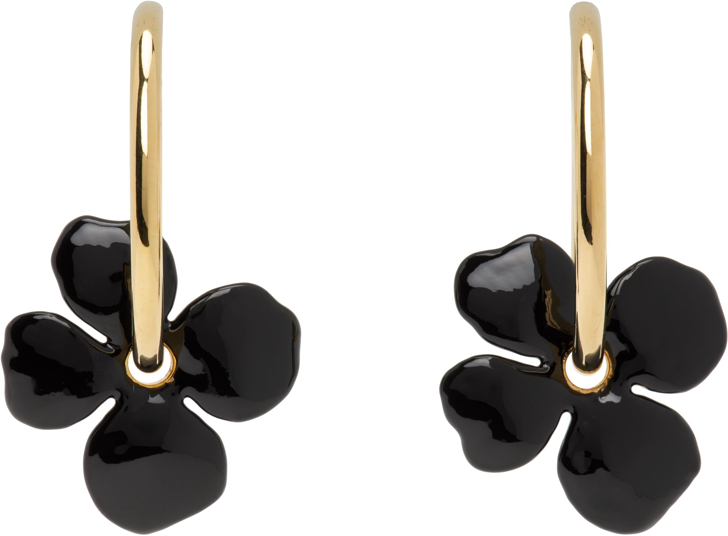 A. P.C. Gold & Black Fleur Creole Earrings