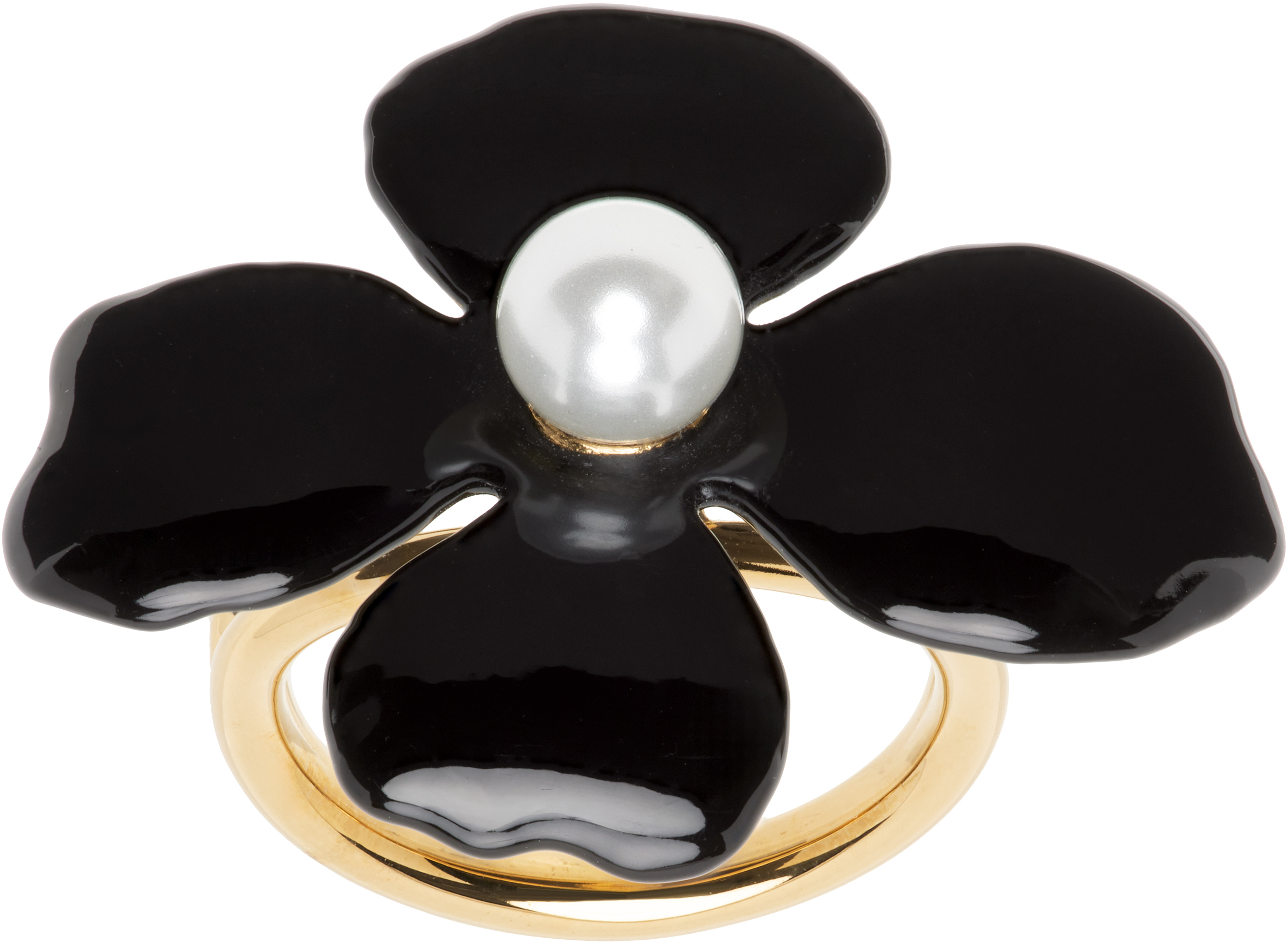 A. P.C. Gold & Black Fleur Ring