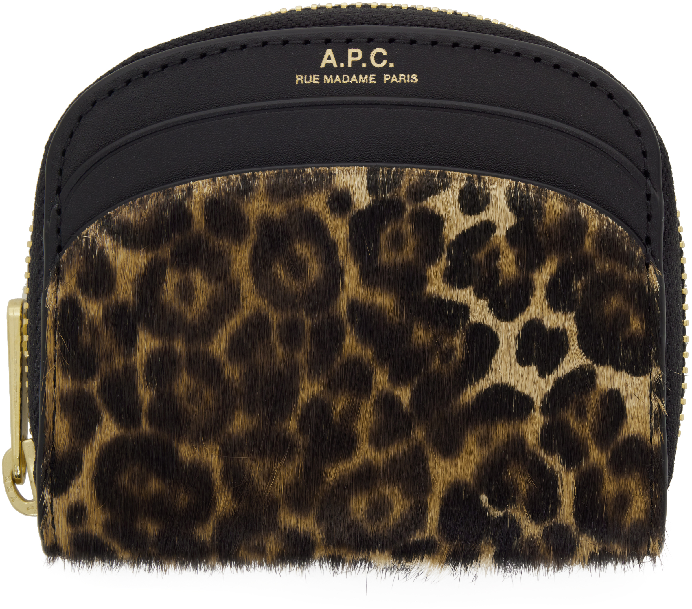 ★A.P.C.★ Mini Demilun Compact Card Holder Black PXAWVF6343 Demi-Lune Mini compact wallet | Smooth leather | A.P.C.