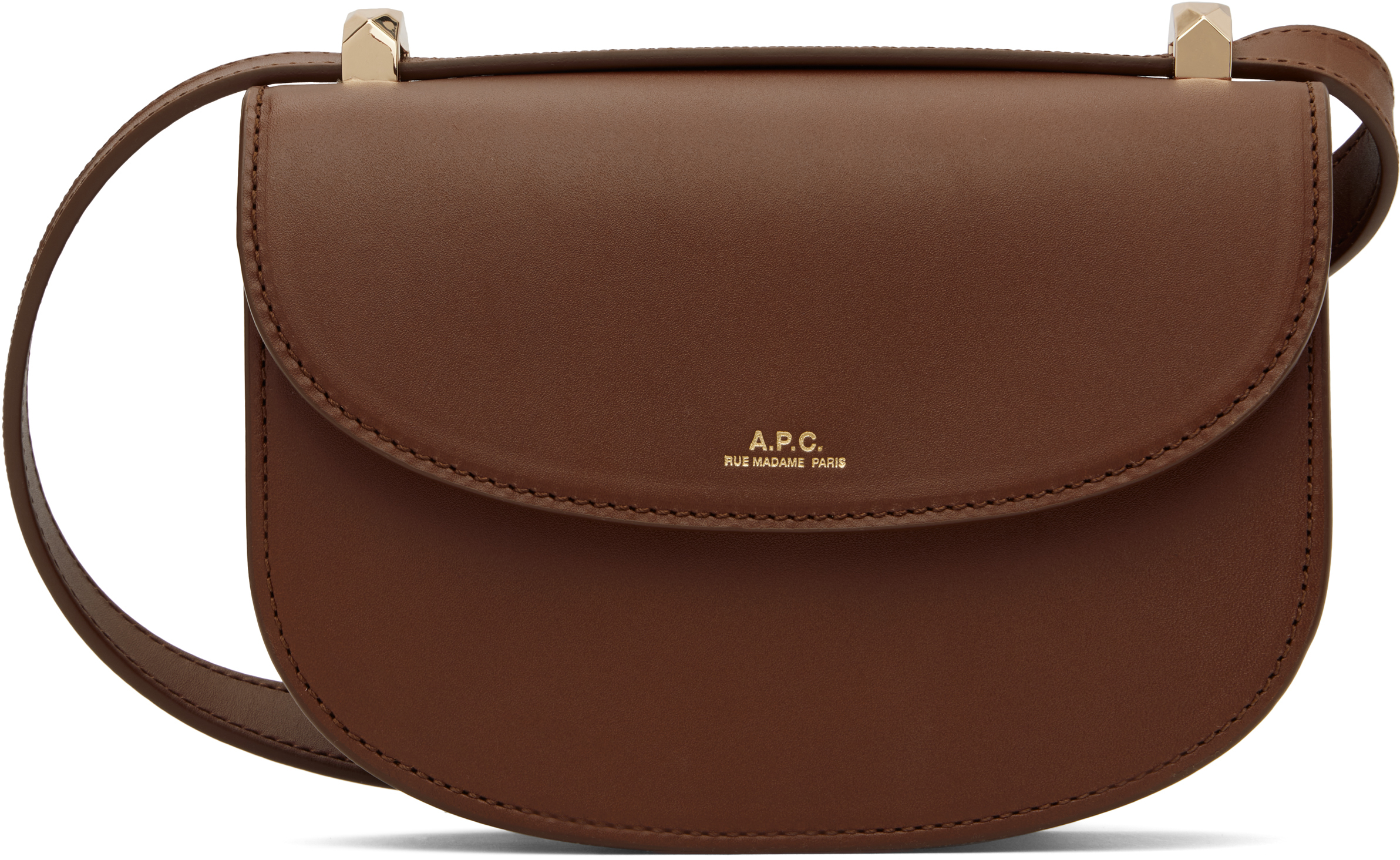 A.P.C. ブラウン ミニバッグ　ジュネーブ Mini Genève on strap | Calfskin leather | A.P.C. Accessories