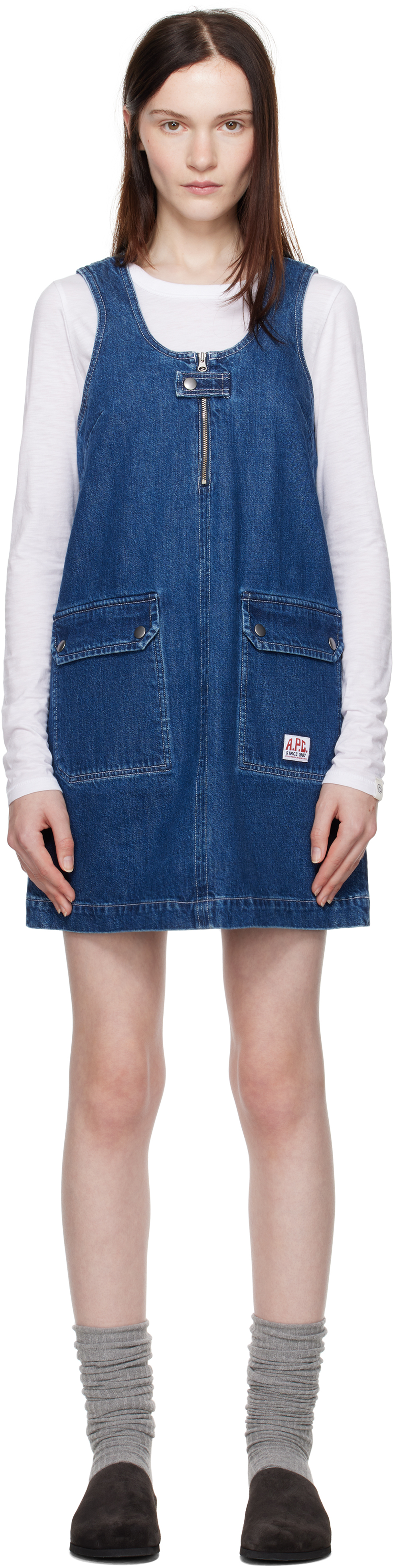 A. P.C. Blue Dominic Denim Minidress