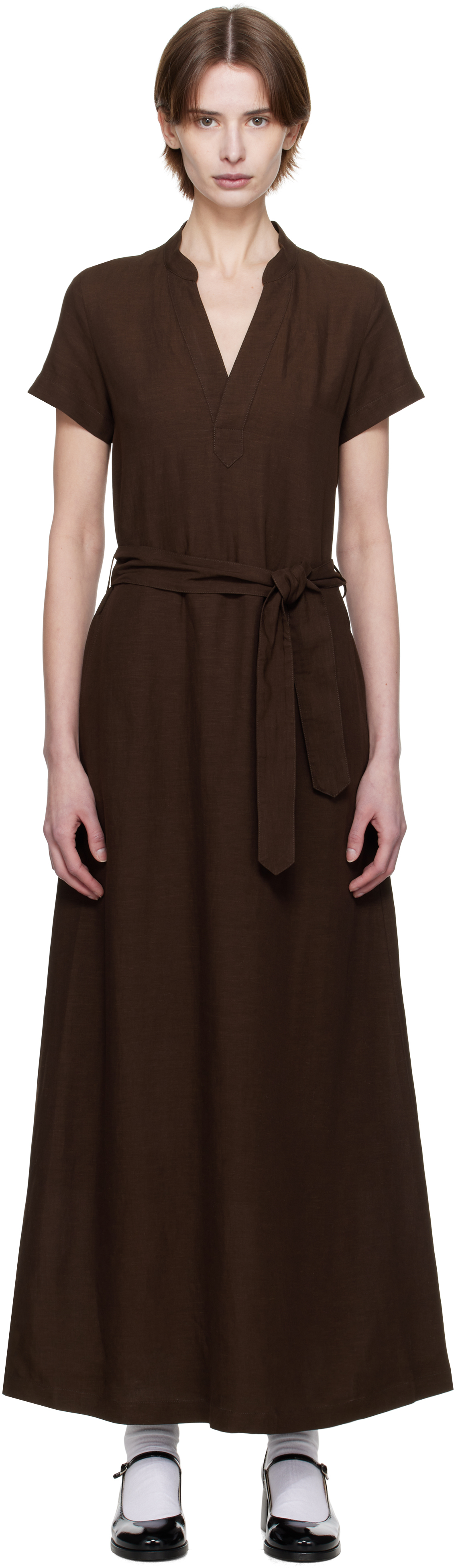 A. P.C. Brown Annelie Midi Dress