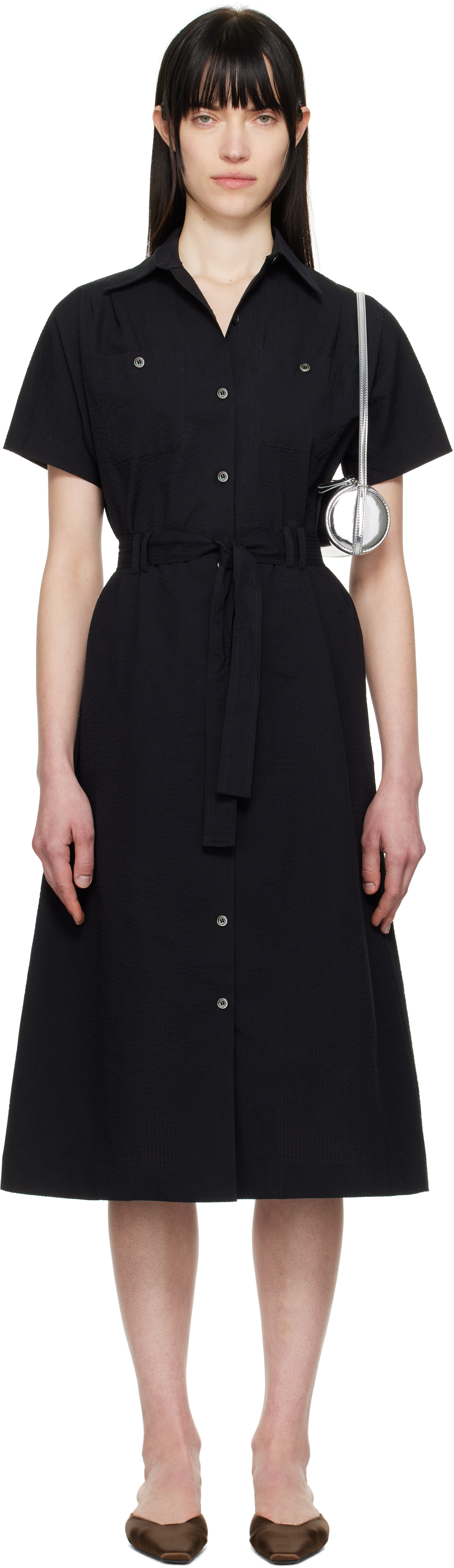 A. P.C. Black New Drew Midi Dress