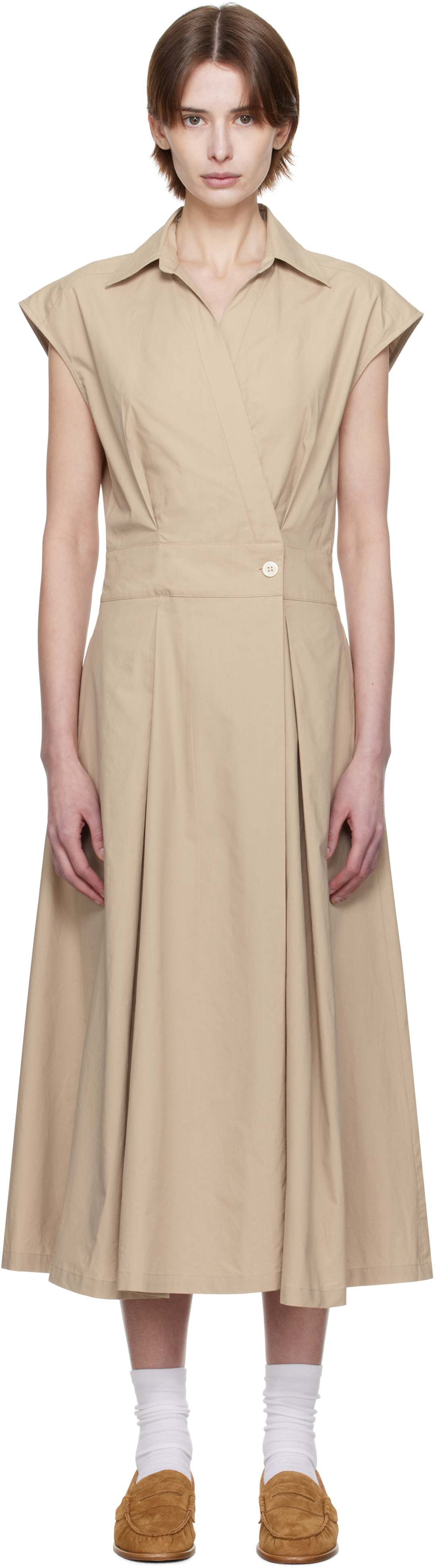 A. P.C. Beige Athena Midi Dress