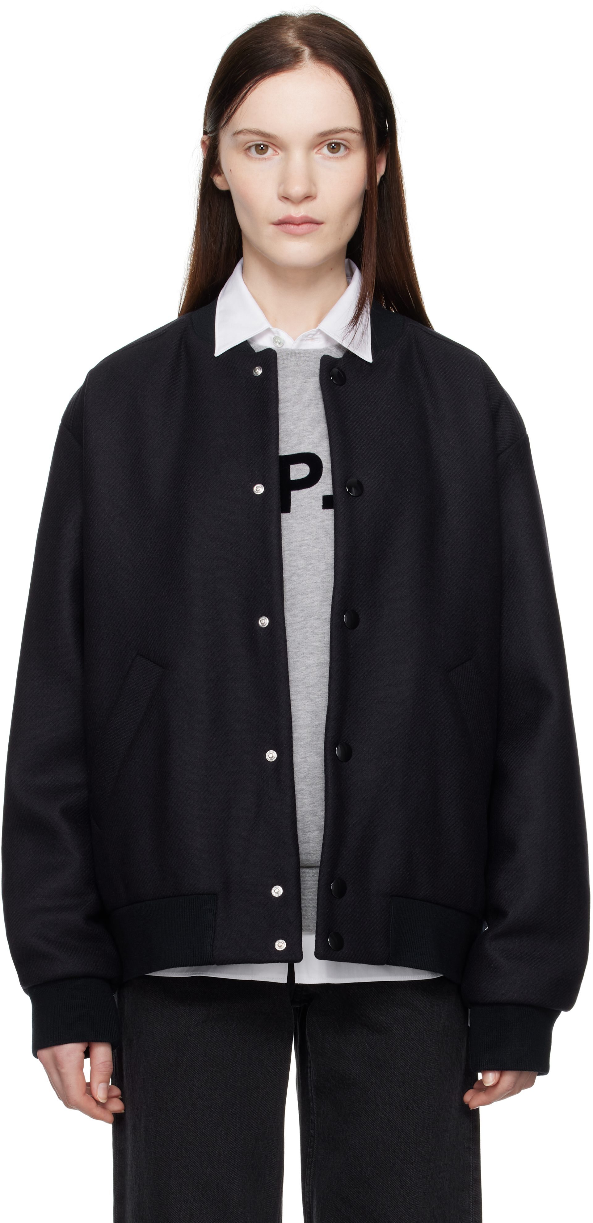 A. P.C. Navy Micky Bomber Jacket