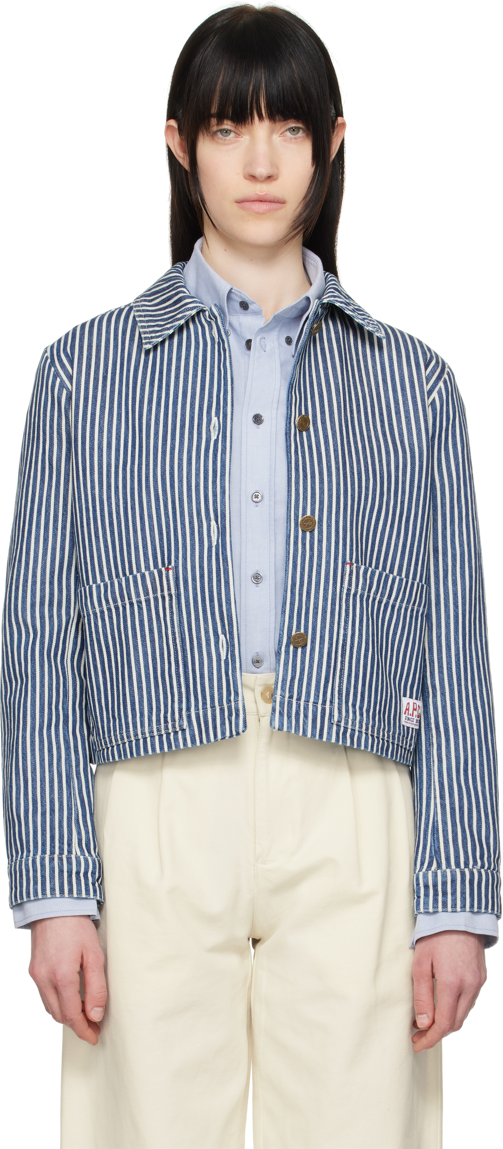 【関税込み】A.P.C. ブルー Silvana ロゴ デニムジャケット Silvana Logo jacket | Stonewashed Indigo Japanese Denim