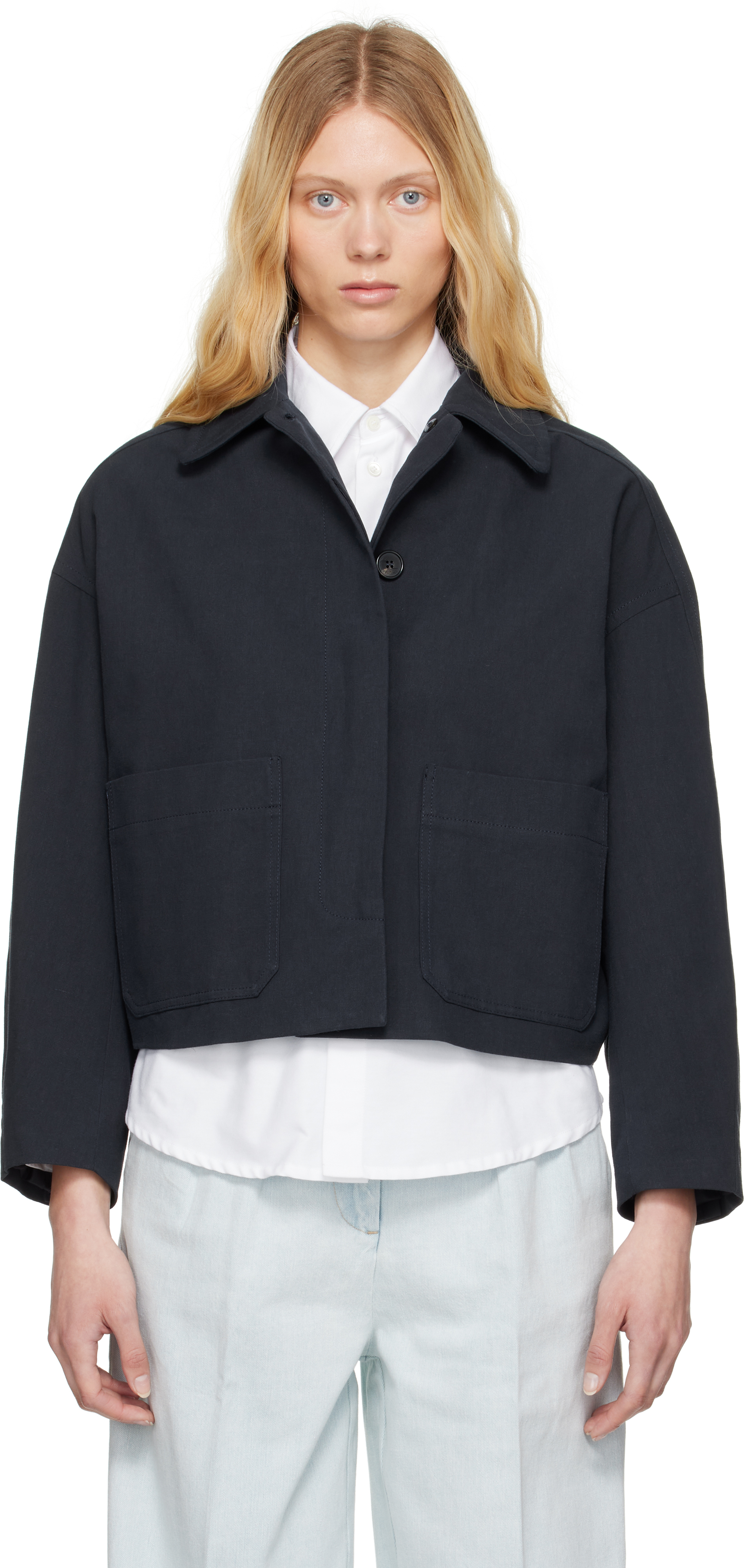 【関税込み】A.P.C. ネイビー Bianca ジャケット Navy Bianca Jacket by A.P.C. on Sale