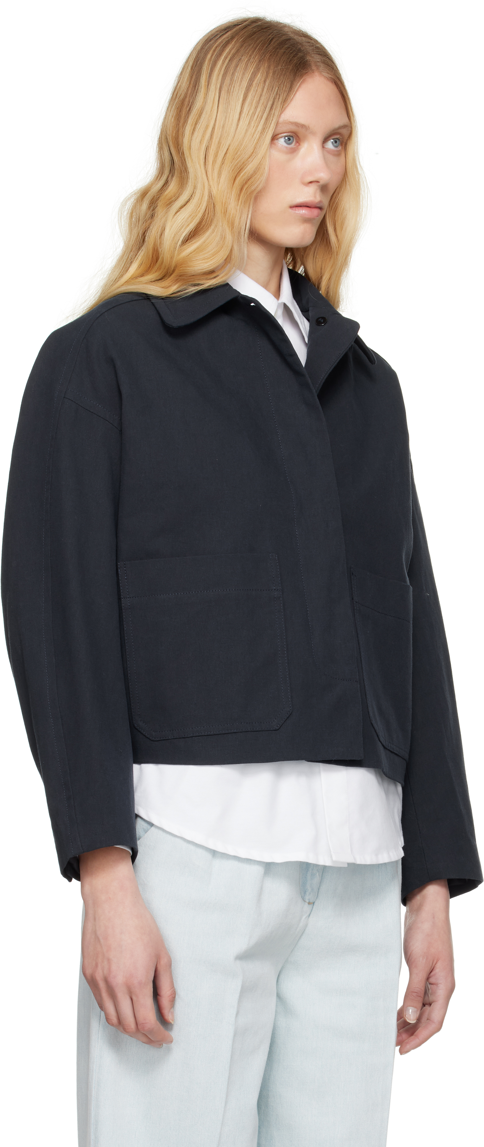 Apc Patch-pocket Cropped Jacket In Blue