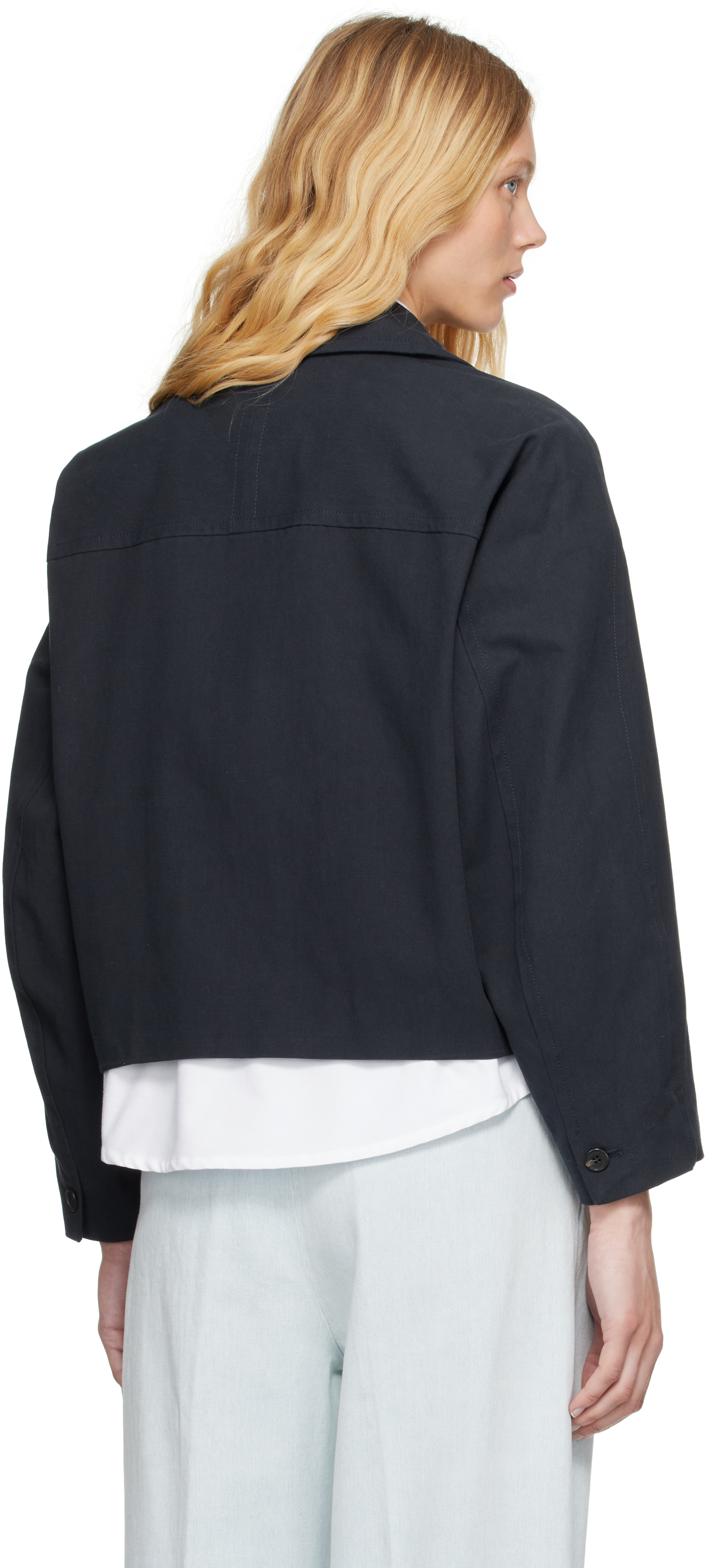 Apc Patch-pocket Cropped Jacket In Blue