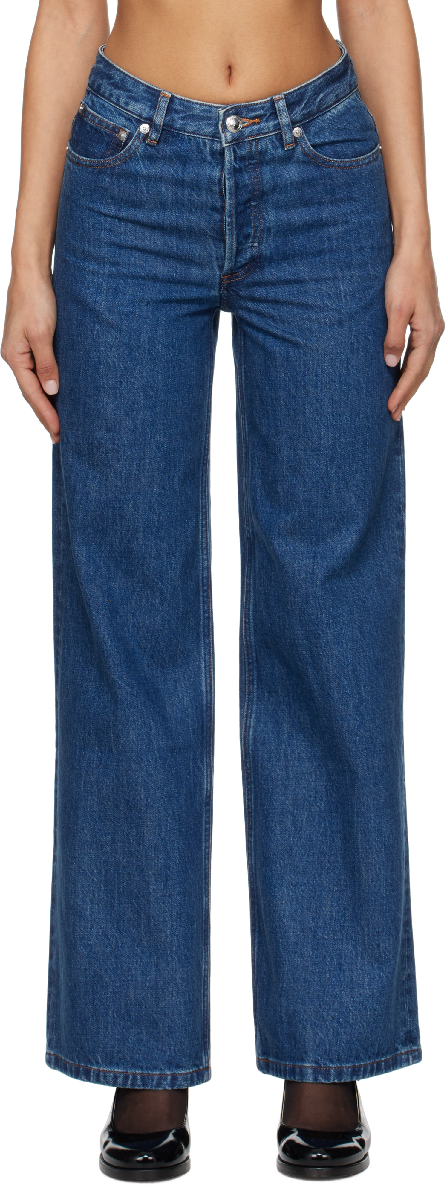 Apc Blue Elisabeth Jeans In Ial Washed Indigo