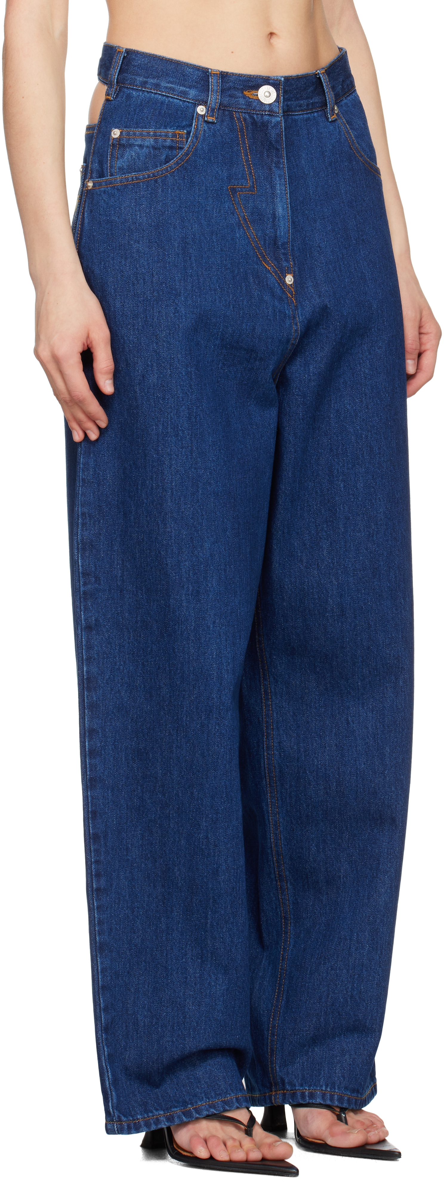 PUSHBUTTON BLUE PANTY CUTOUT JEANS 