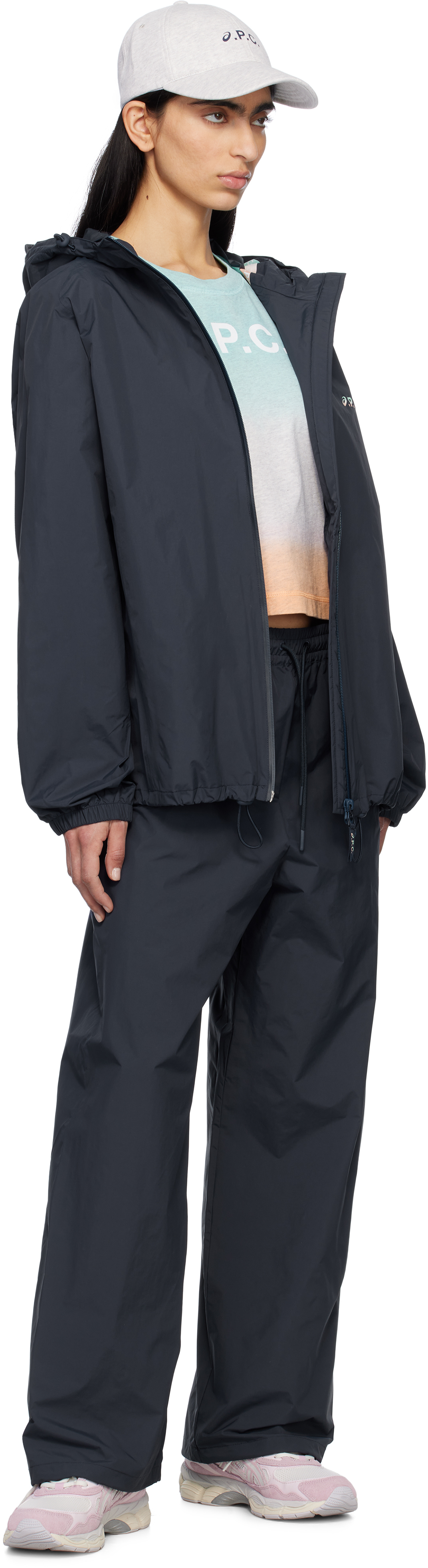 Apc Navy Asics Edition Haze Sweatpants In Iak Dark Navy