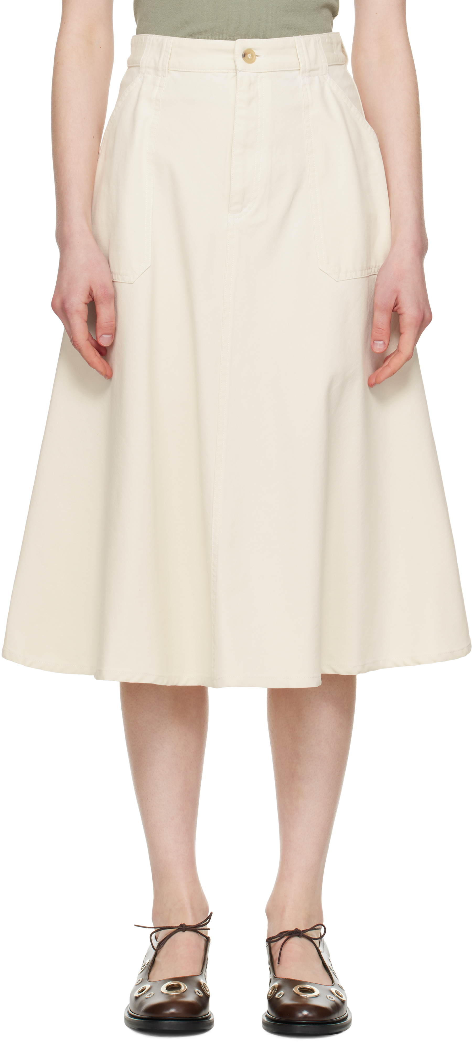 A. P.C. Off-White Laurie Midi Skirt