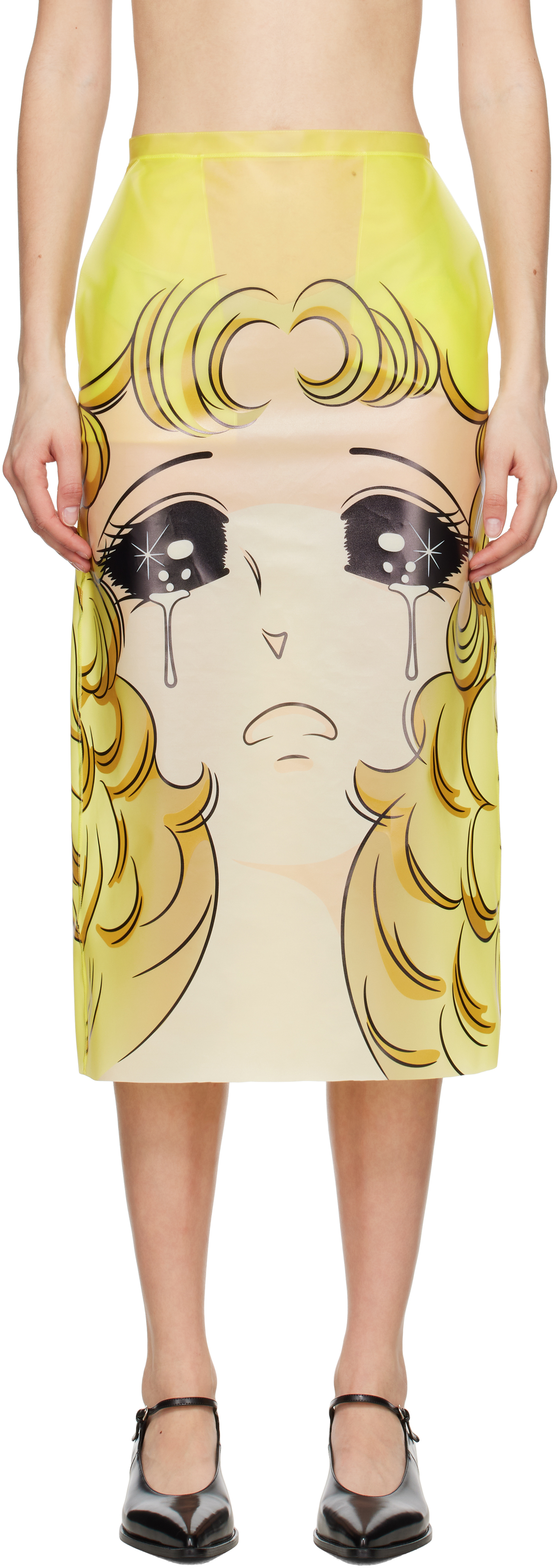 Yellow Crying Girl H-Line Midi Skirt