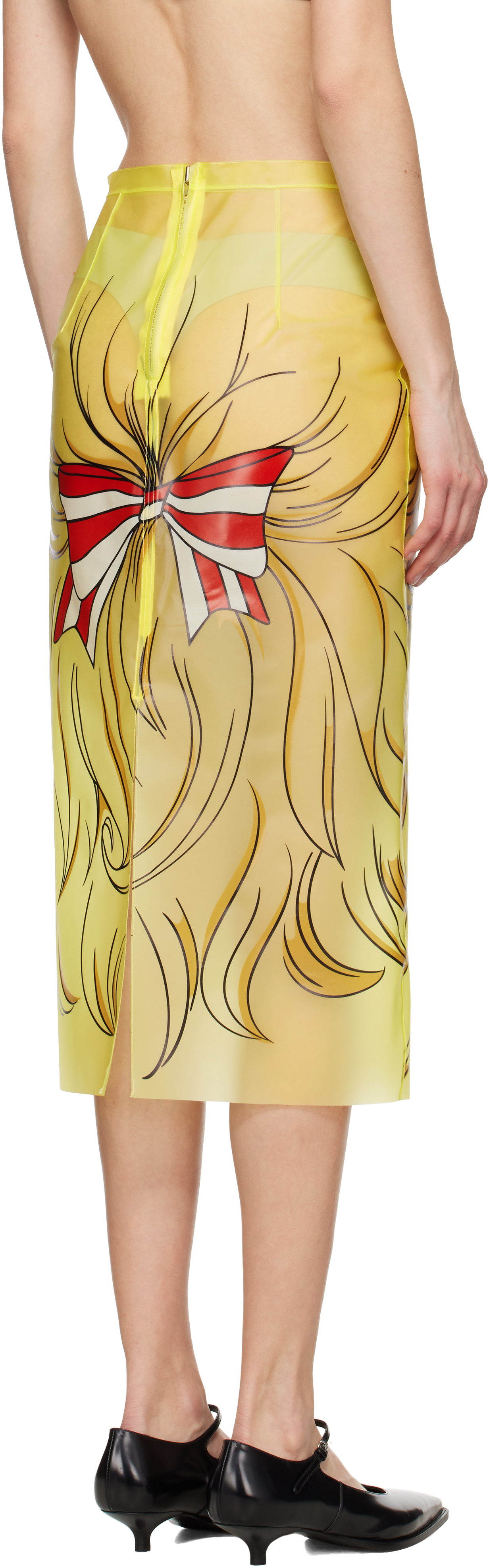 Pushbutton Yellow Crying Girl H-line Midi Skirt In Yellow