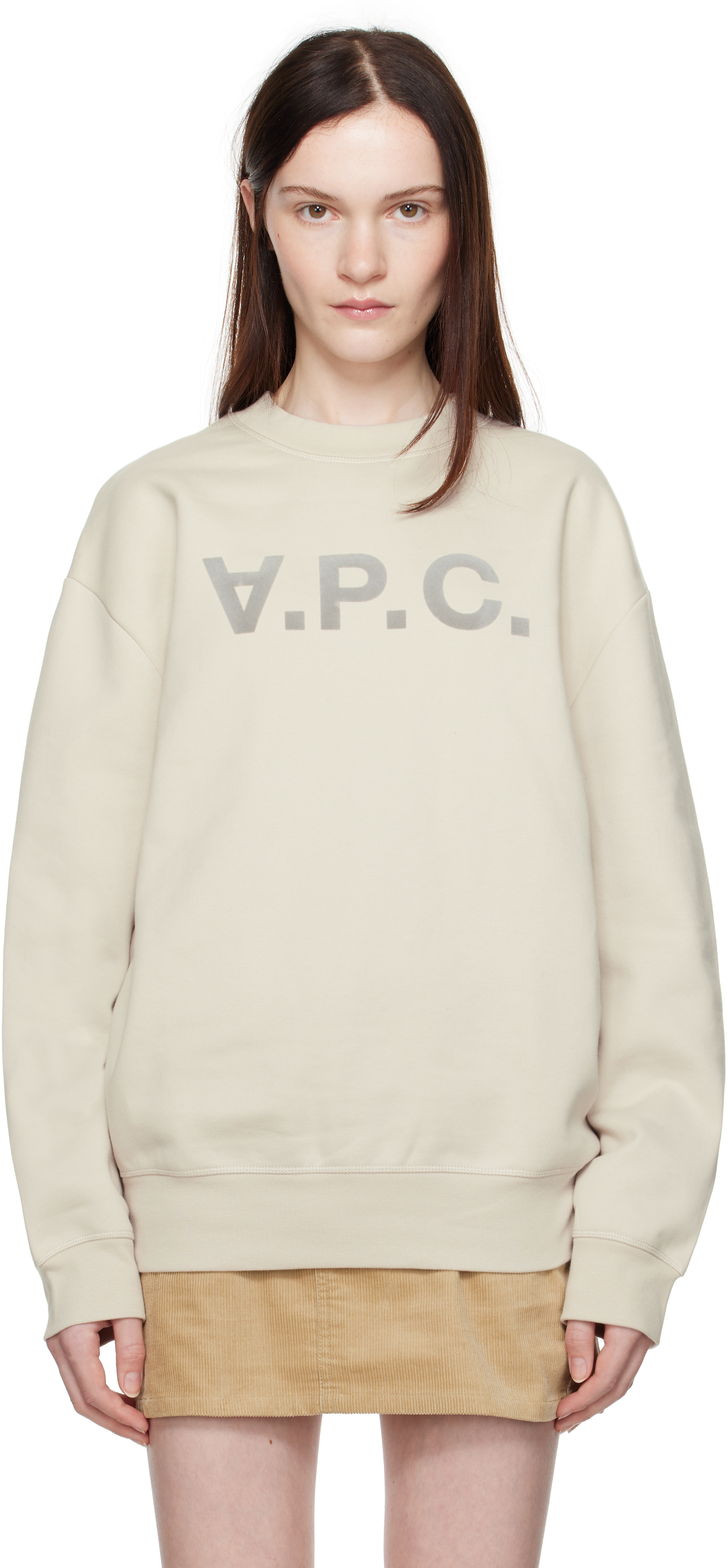 ★パリ発 A.P.C.★ オーバーサイズ GRAND VPC スウェットシャツ A.P.C.のベージュ Grand VPC オーバーサイズ スウェットシャツが