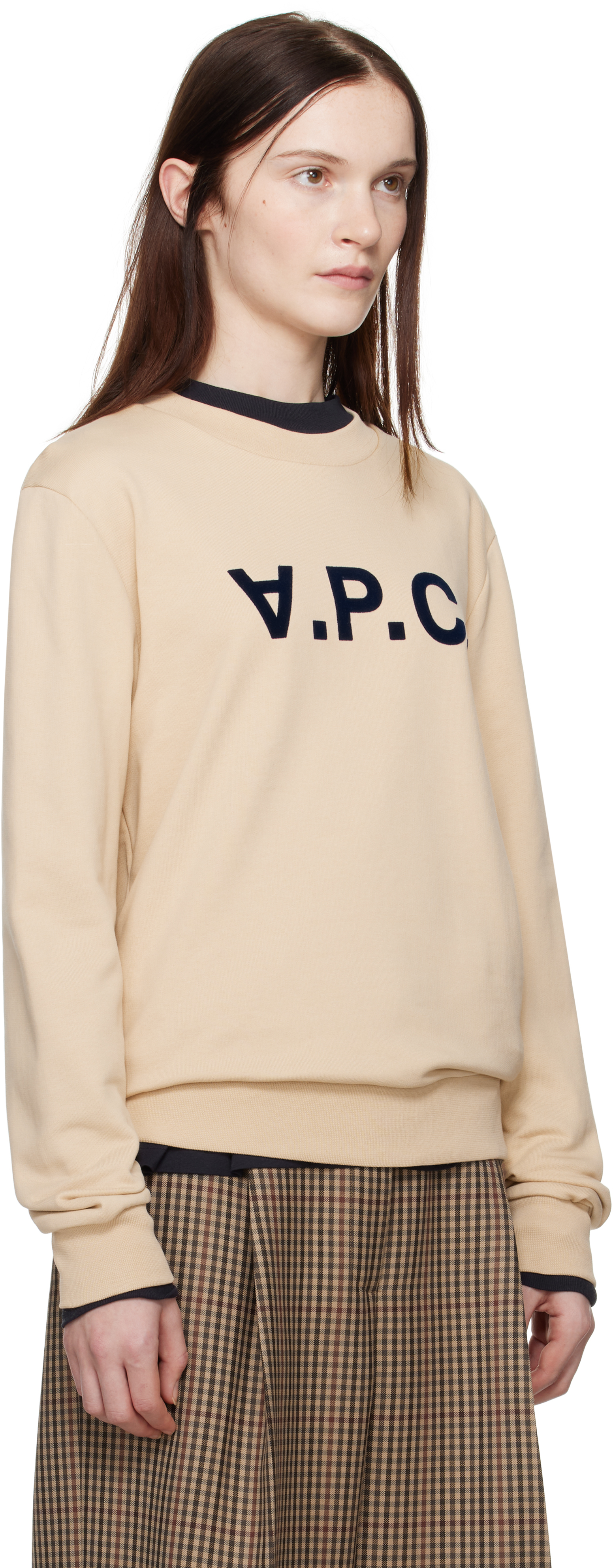 Apc Beige Standard Grand 'vpc' Sweatshirt In Beige / Dark Navy