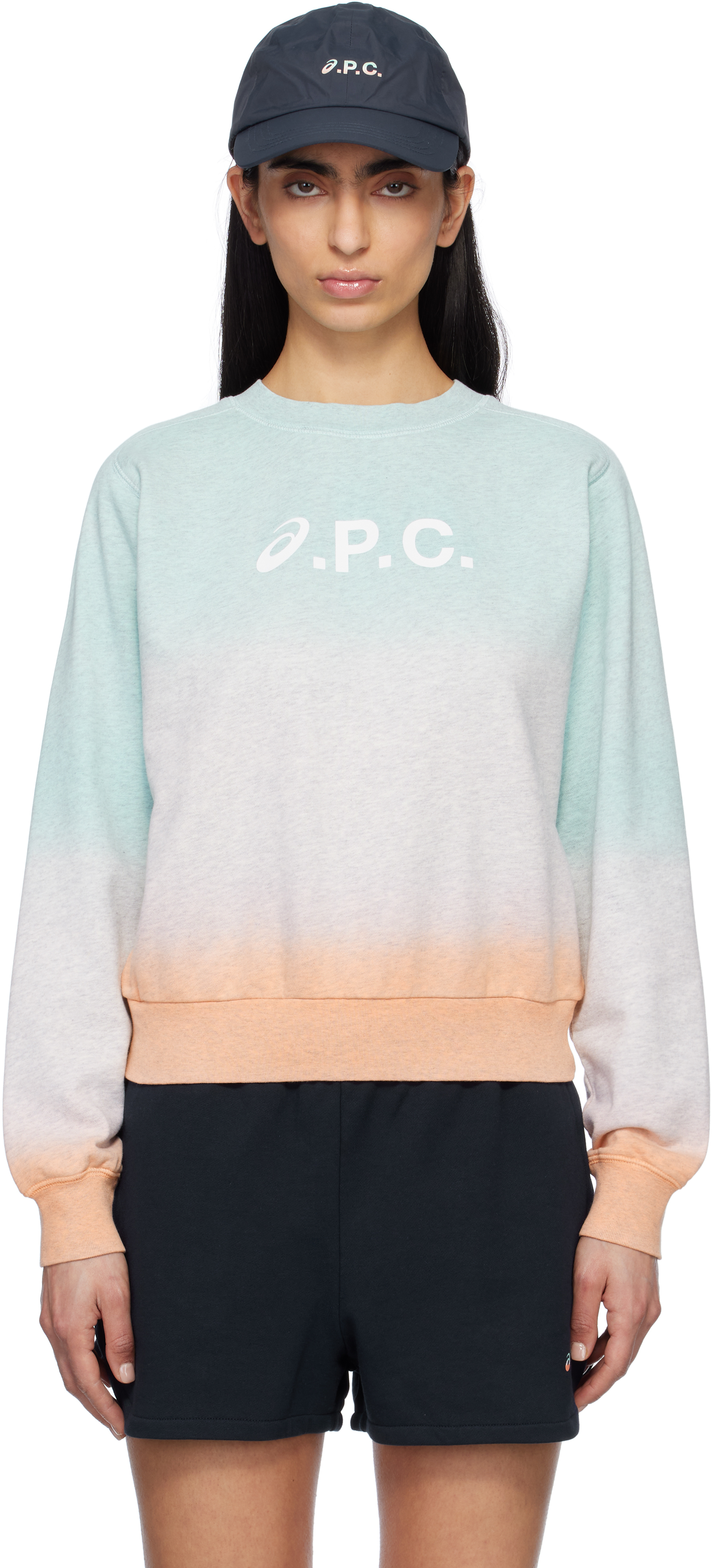 A. P.C. Blue & Pink ASICS Edition Stone Dip Dye Sweatshirt
