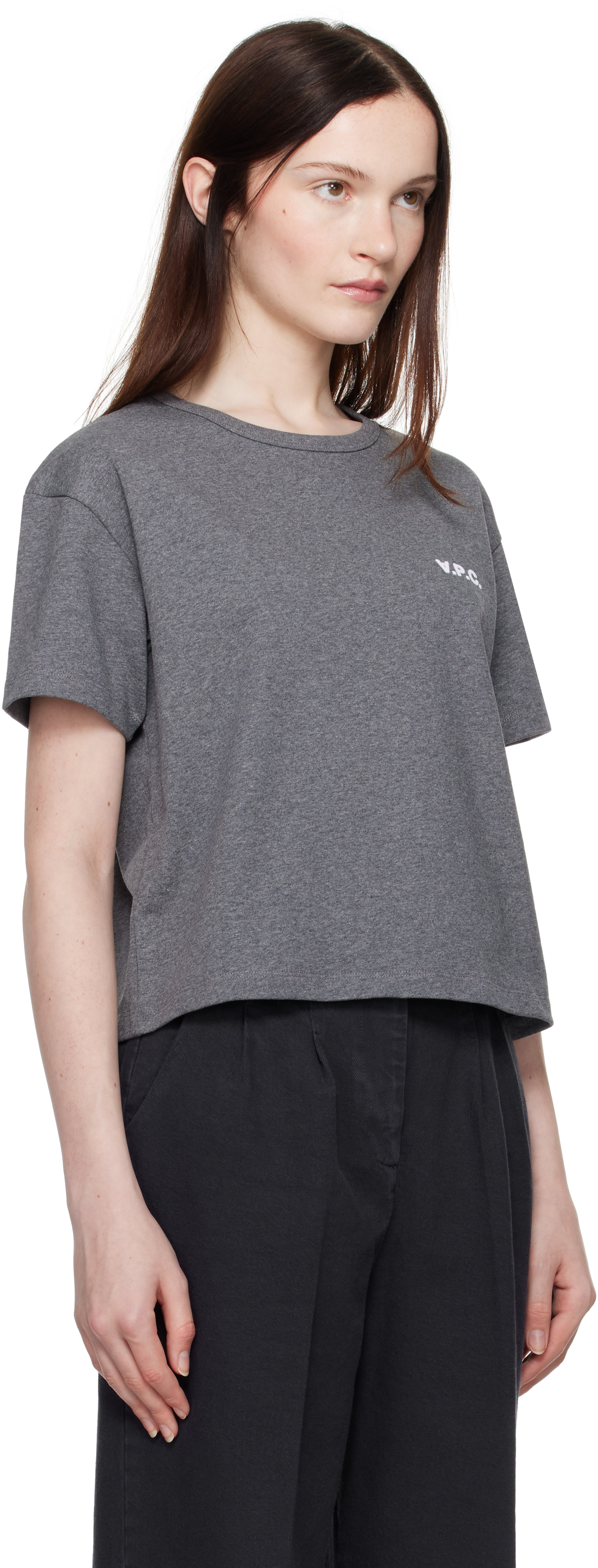 Shop Apc Gray Boxy Petit 'vpc' T-shirt In Tpr Heathered Anthra