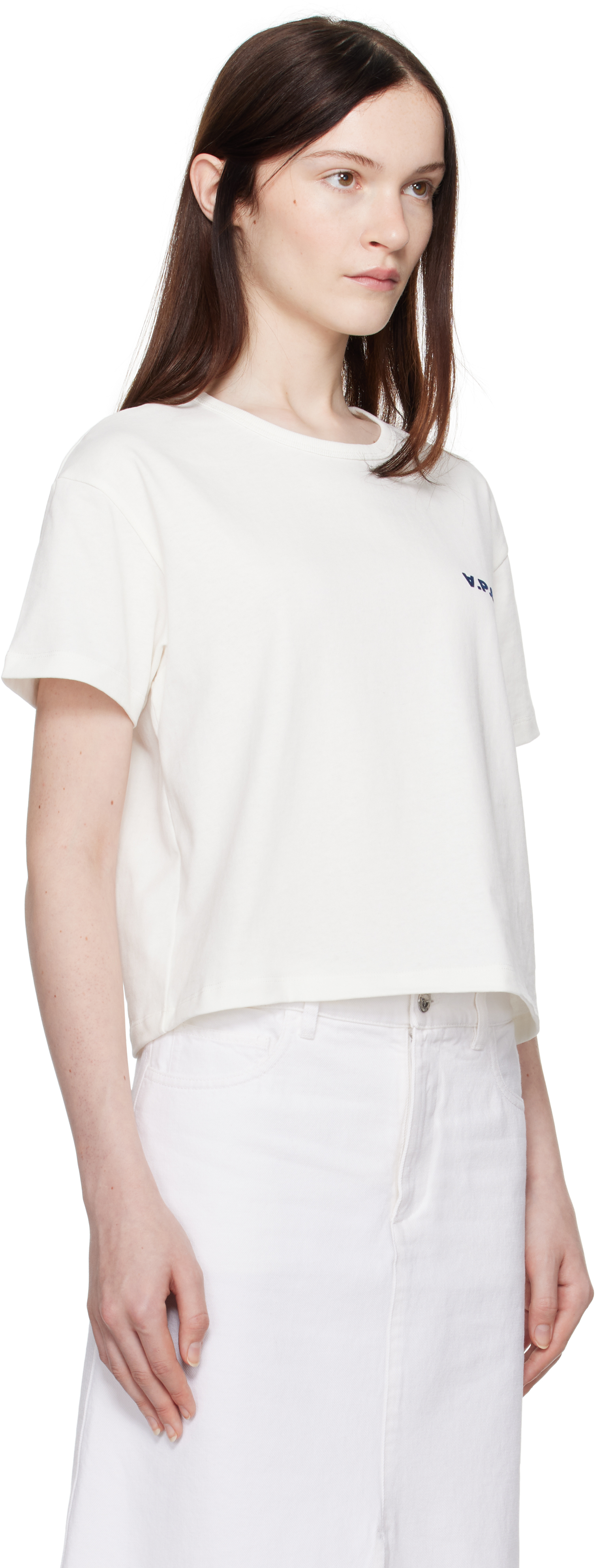 Apc White Boxy Petit 'vpc' T-shirt In Tae White/dark Navy