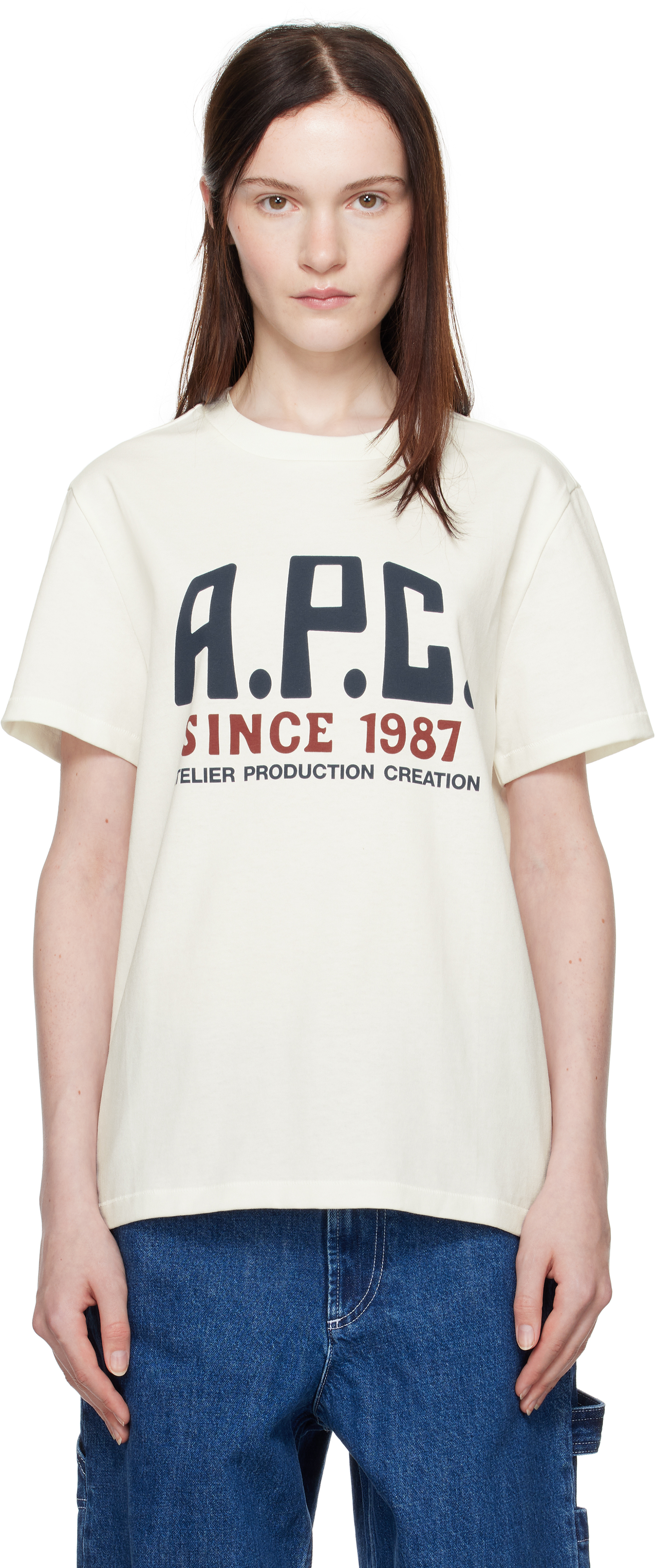 White Print Label T-shirt by A.P.C. on Sale