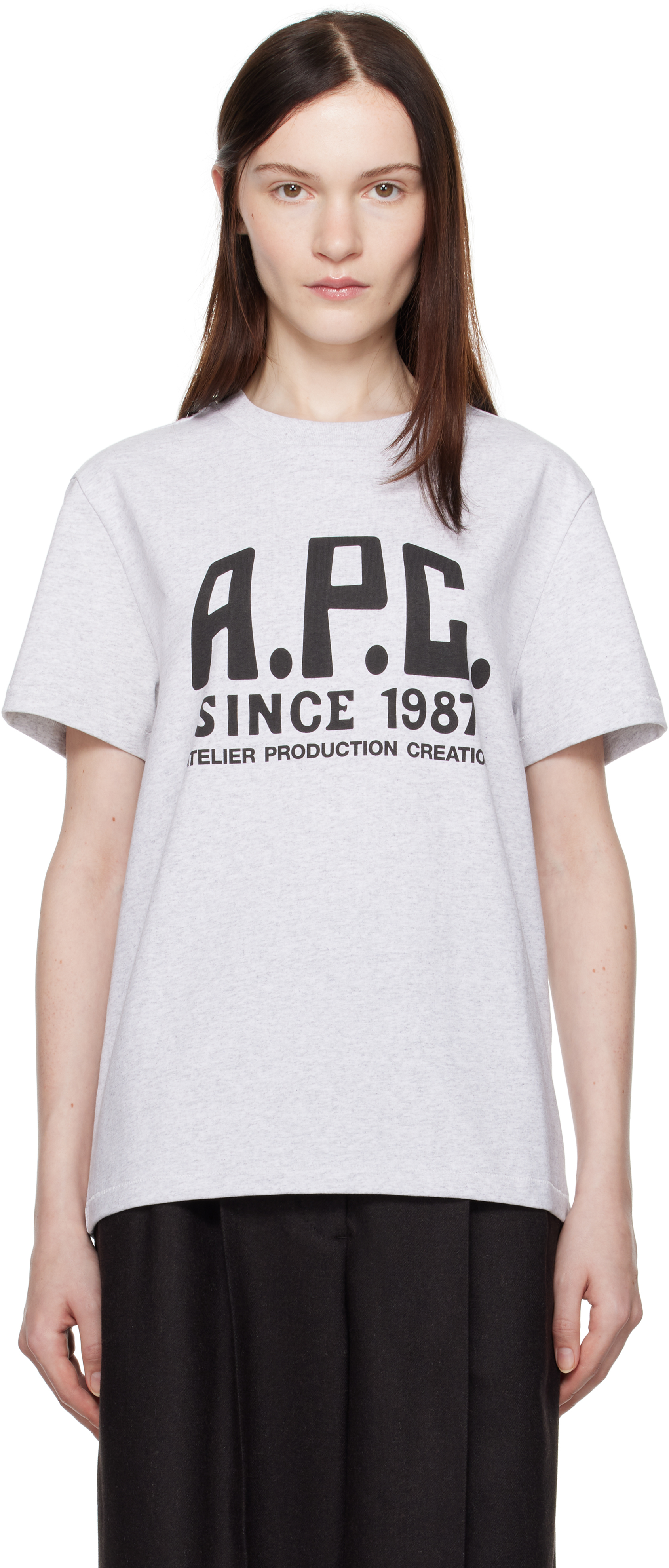 Tシャツ・カットソー A.P.C. [APESSE] SS25 Short Sleeve T-Shirt COHBOM26385AAE apc-gray-print-label-t-shirt.jpg