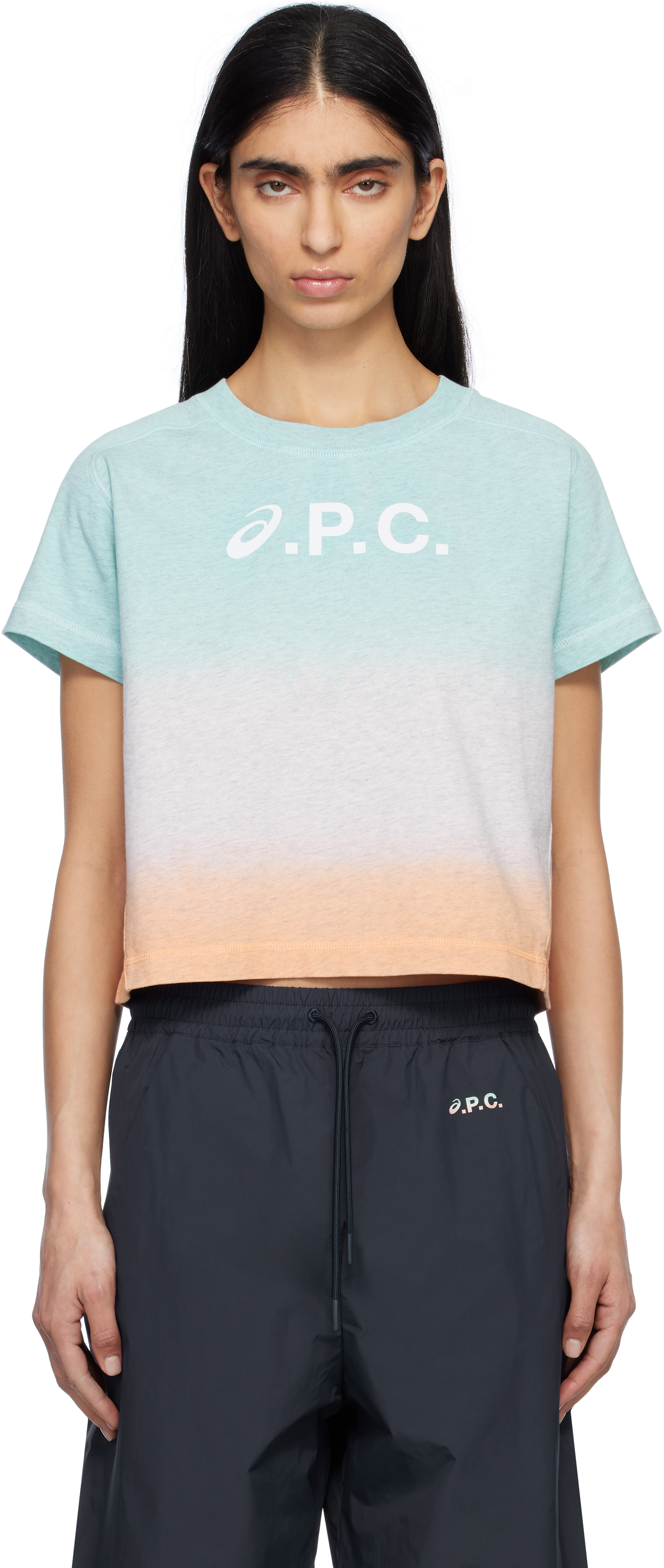 A. P.C. Blue & Pink ASICS Edition Cloud Dip Dye T-shirt