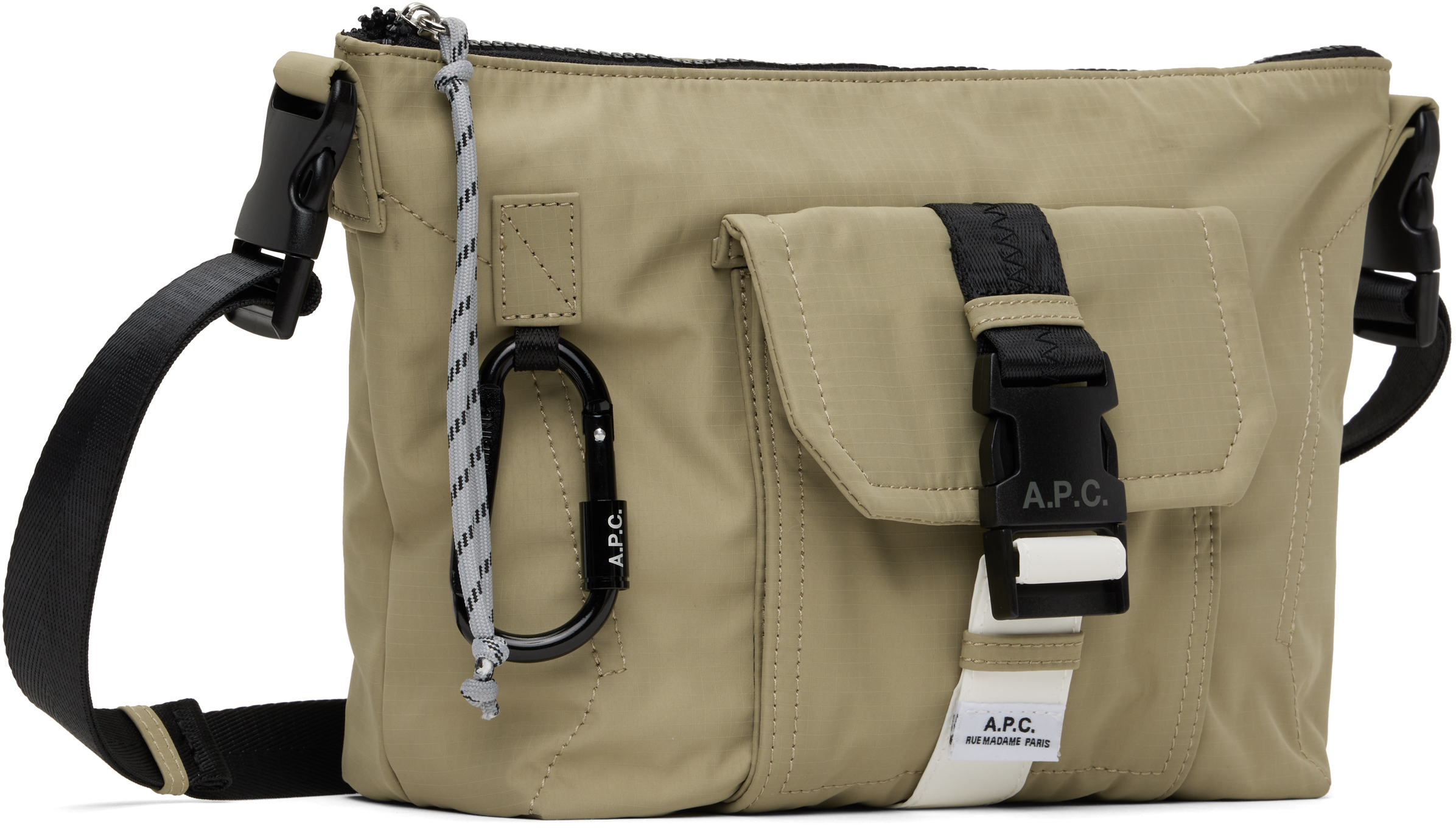 Apc Khaki Trek Satchel Bag In Kaw Green Taupe