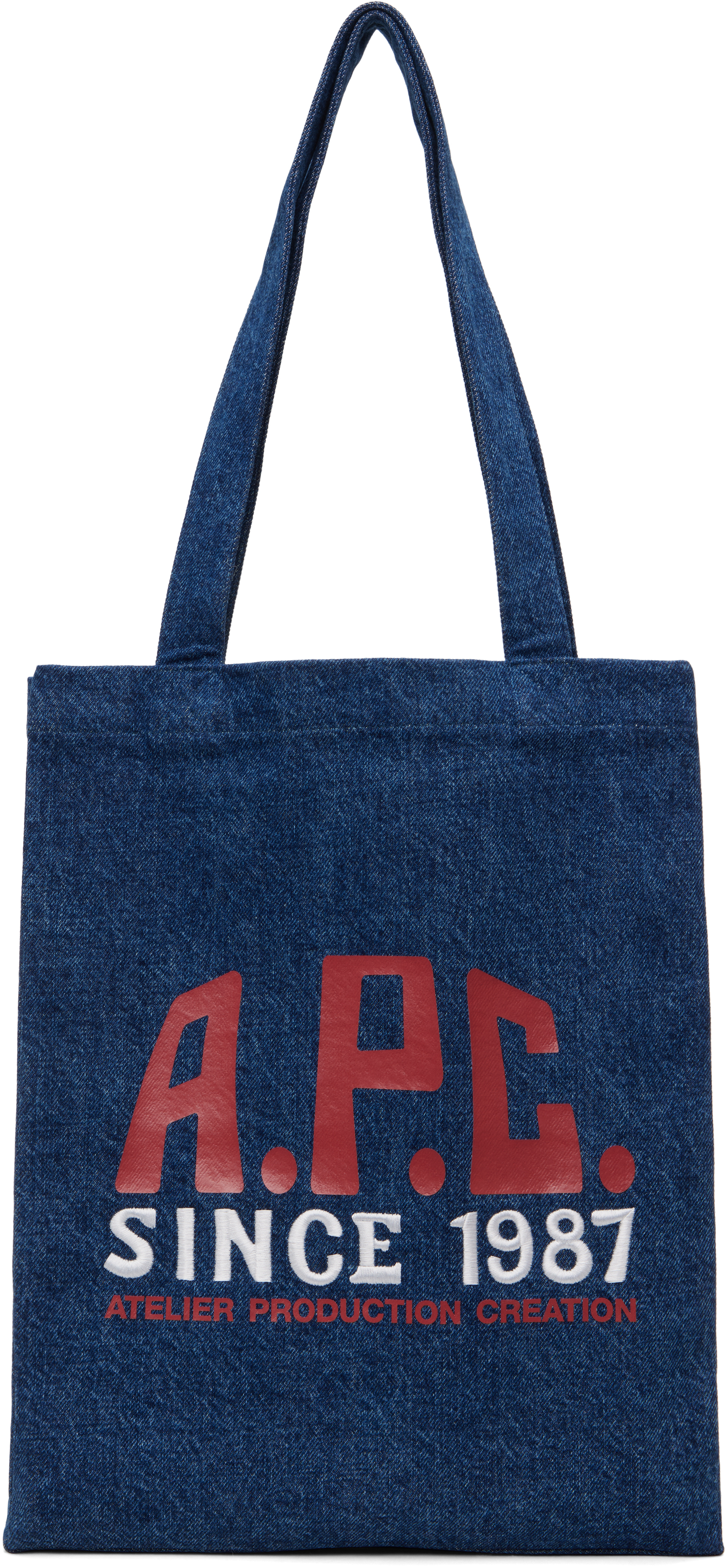 【関税&送料込】A.P.C. Denim Lou Shopping Bag A.P.C. Two-tone Denim And Leather Mini Axel Shopping Bag