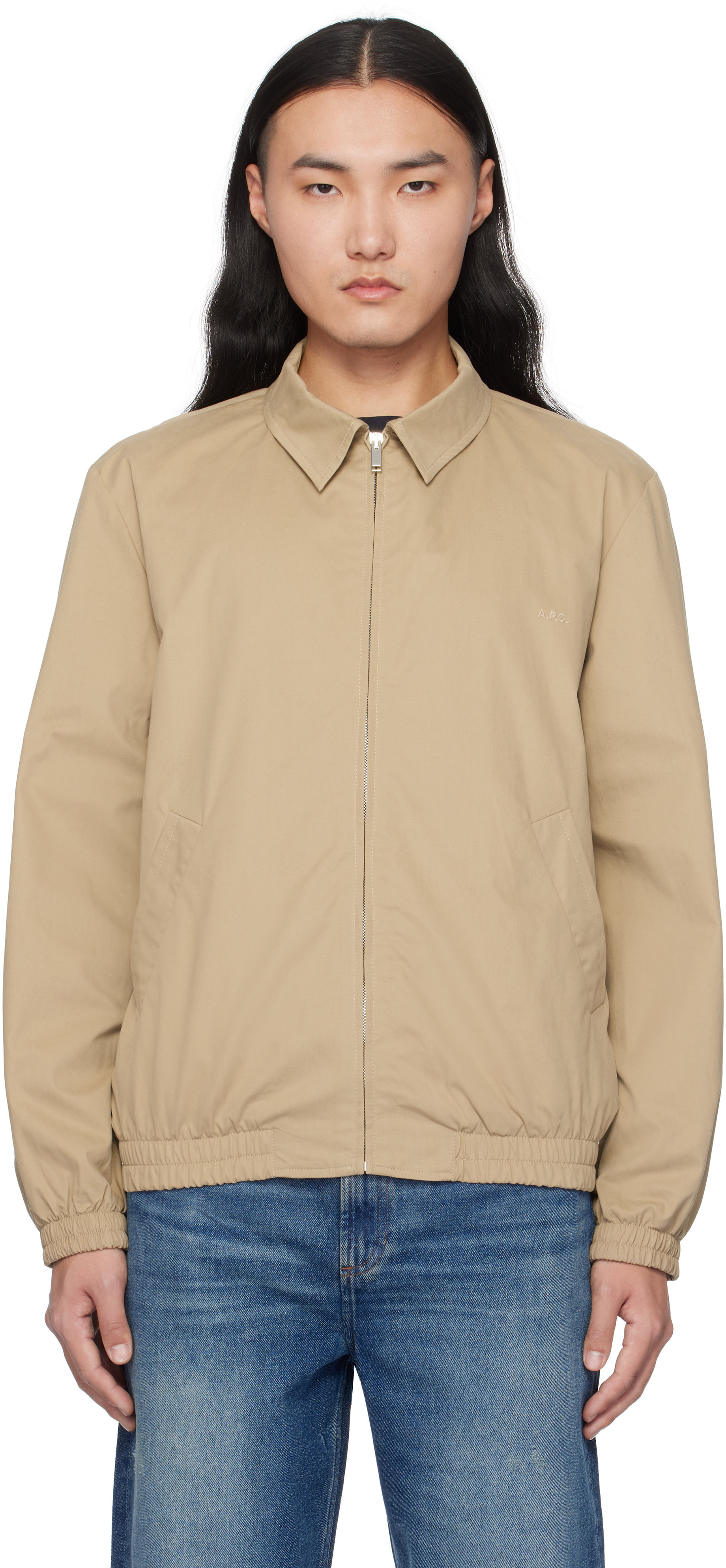 A. P.C. Beige Gilbert Bomber Jacket