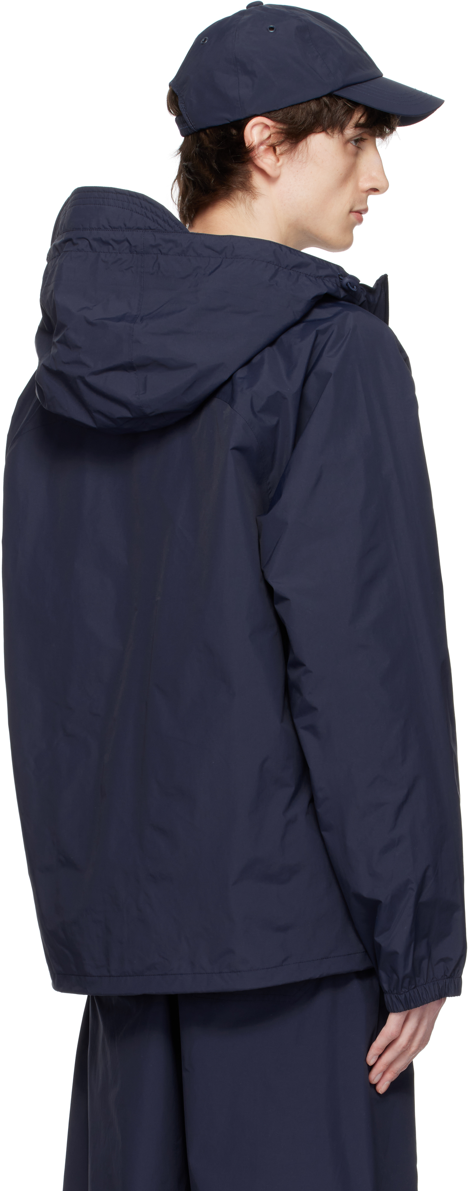 Apc Asics Interaction Logo-print Shell Hooded Jacket In Iak Dark Navy