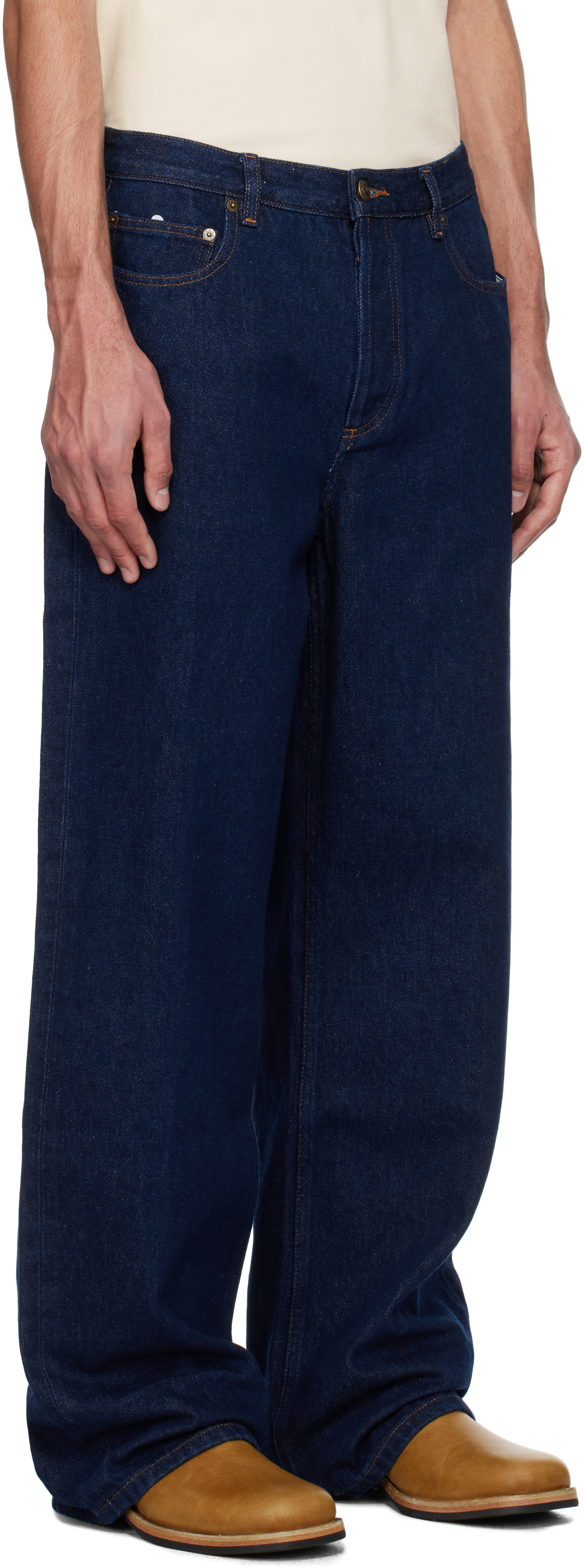 Apc Navy Aaron Jeans In Ial Washed Indigo