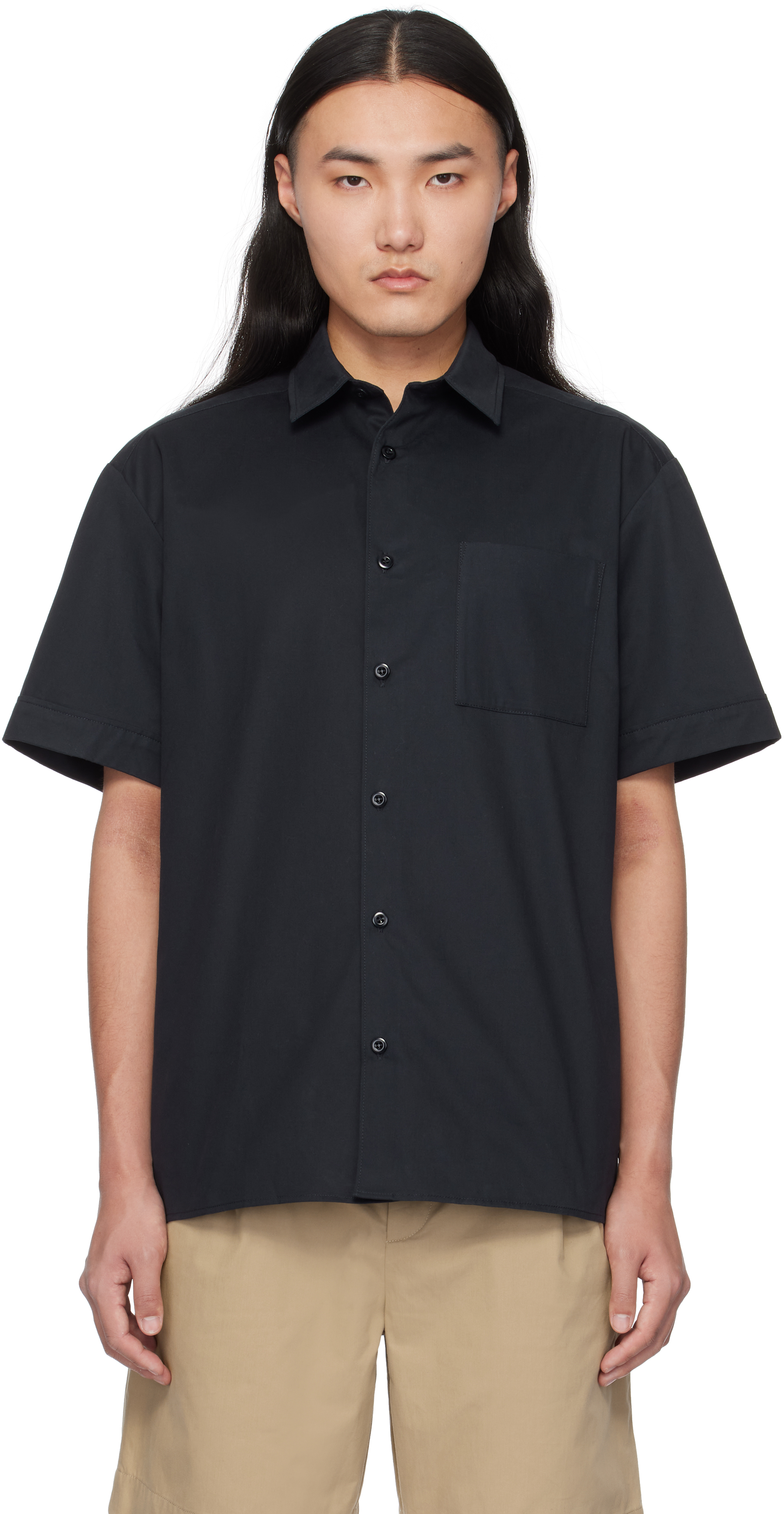 A. P.C. Navy Ross Short-Sleeve Shirt